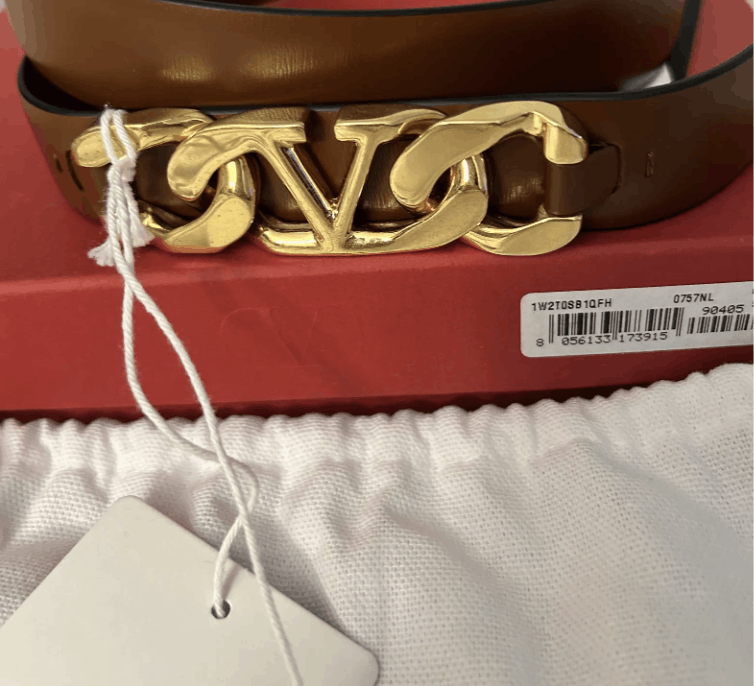 Valentino (Size EU 75) Valentino Garavani VCHAIN leather belt brown Size ONE SIZE - 5 Thumbnail