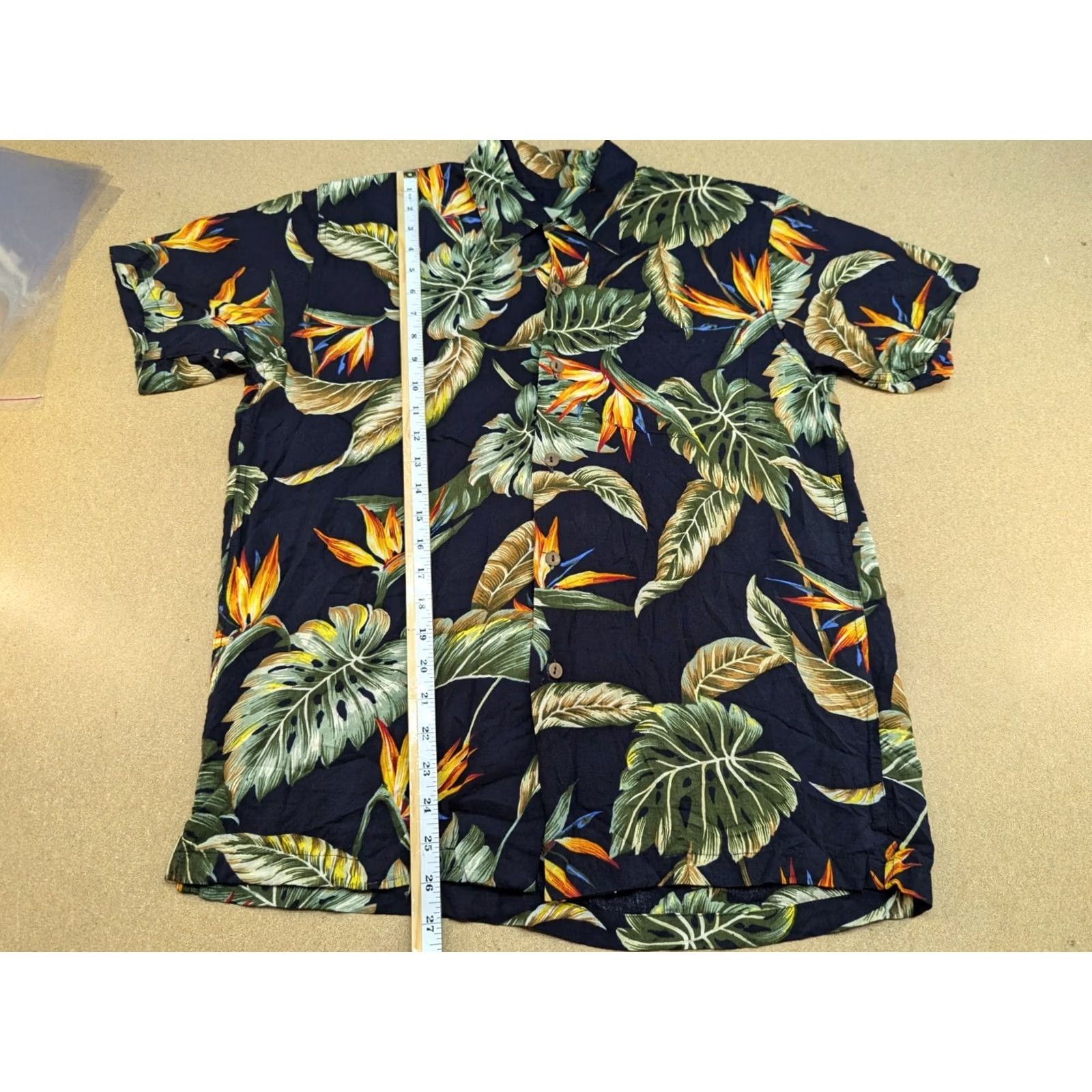 Gloverall Karmakula Mens Hawaiian Shirt Size 1 Floral Leaf All Over Print AOP Short Sleeve Shirt Mens Yellow Hawaiian 90s Theme Size US XS / EU 42 / 0 - 3 Thumbnail
