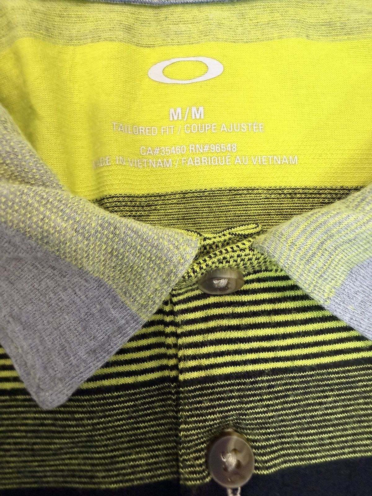 Oakley Oakley Striped Polo Shirt Neon Yellow / Blue / Grey Size M Size US M / EU 48-50 / 2 - 6 Thumbnail