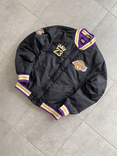 Black New Era NBA LA Lakers Satin Bomber Jacket