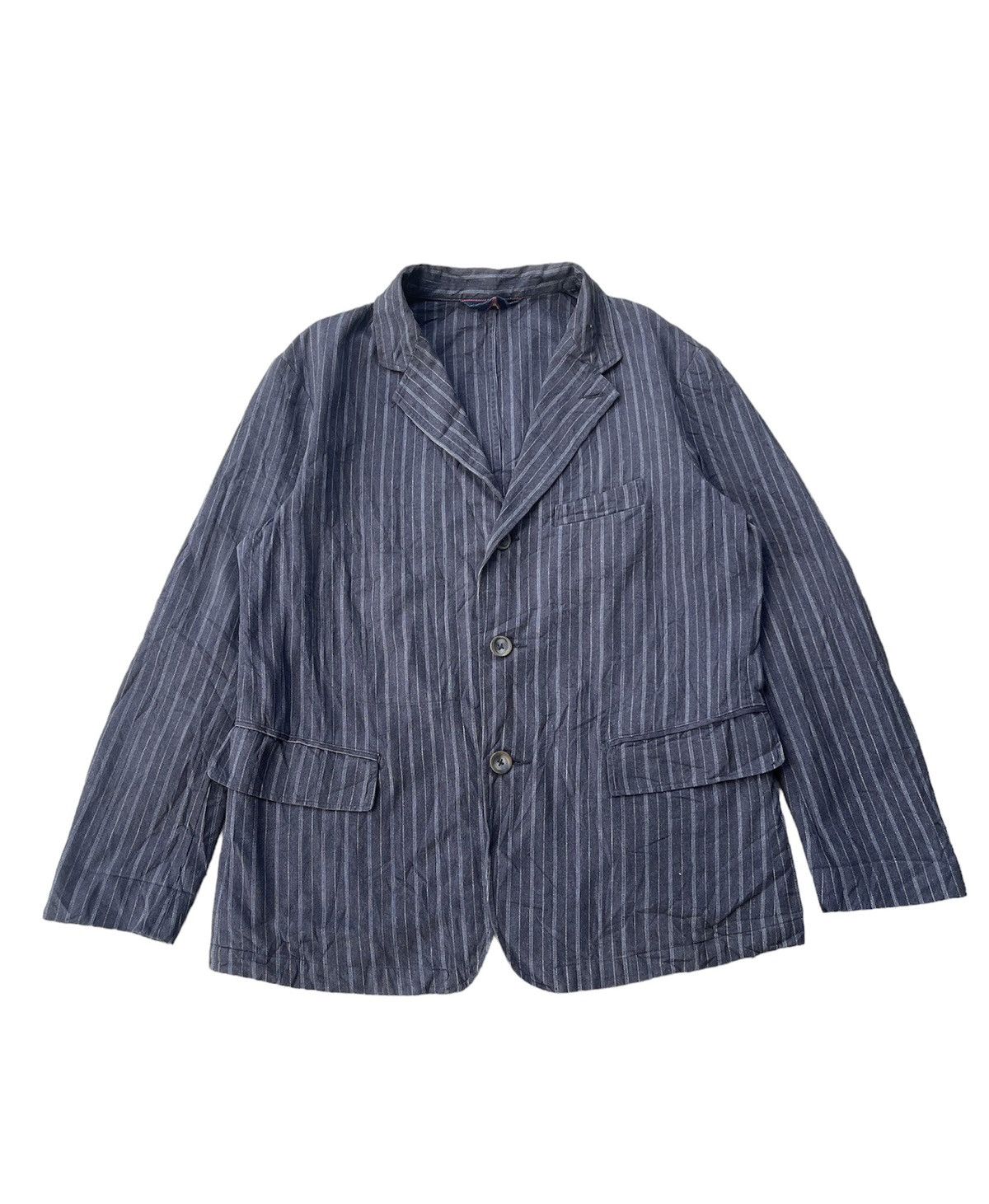 45rpm Vintage 90s 45rpm Indigo Pinstripe Jacket Made in Japan Size US M / EU 48-50 / 2 - 1 Thumbnail