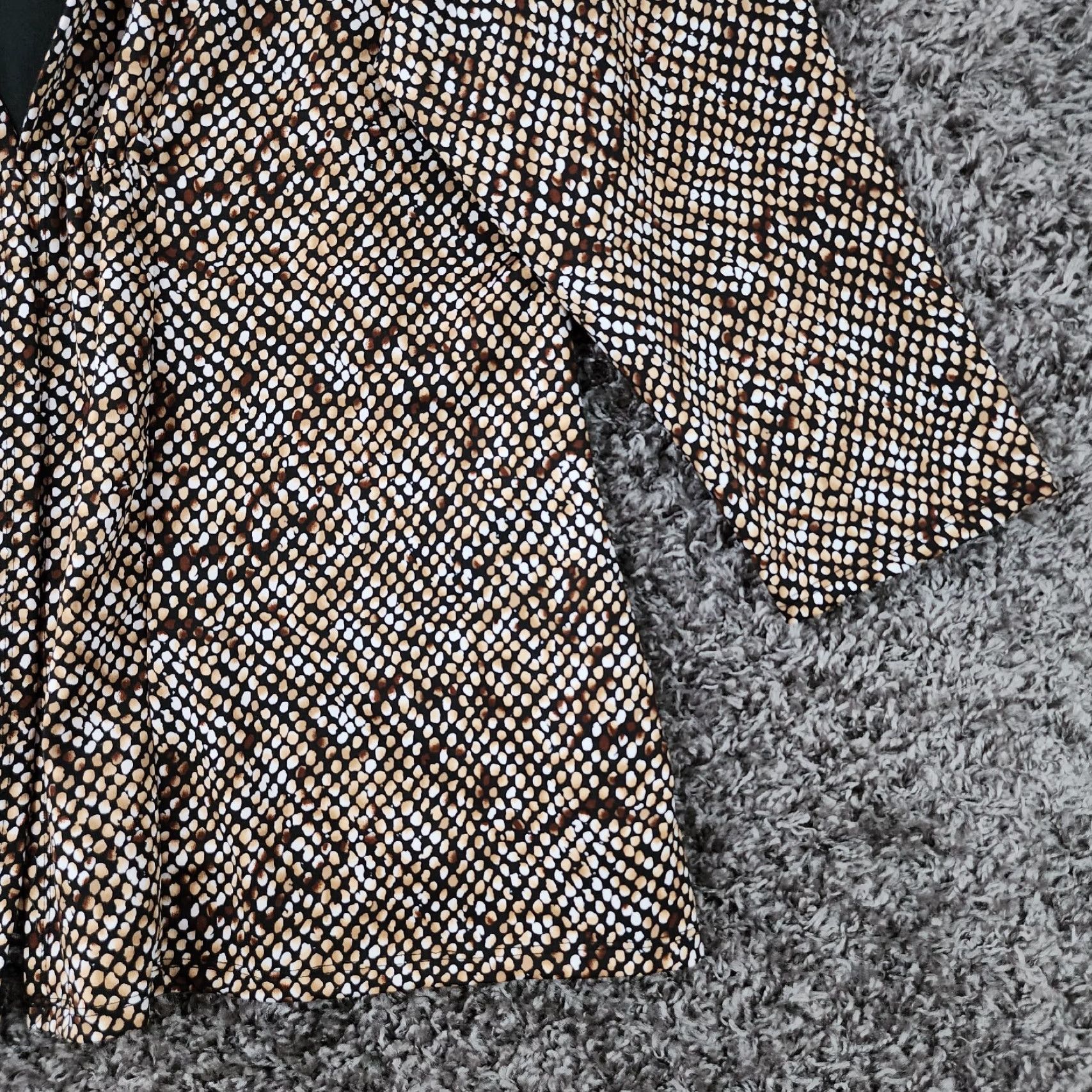 Vintage Notations Blouse Women Long Sleeve XL Brown Spotted Dress Shirt Womens XL Brown Spotted Blouse Size XL / US 12-14 / IT 48-50 - 2 Thumbnail