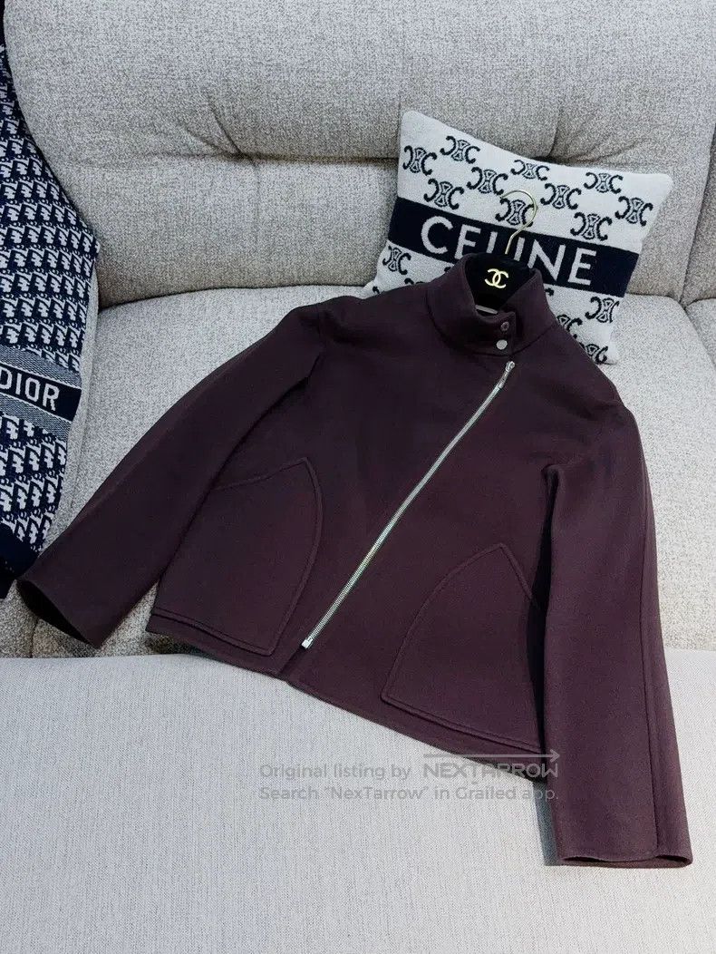 Hermes Hermes Burgundy Long Sleeve Short Cashmere Zip-up Jacket Size XS / US 0-2 / IT 36-38 - 3 Thumbnail