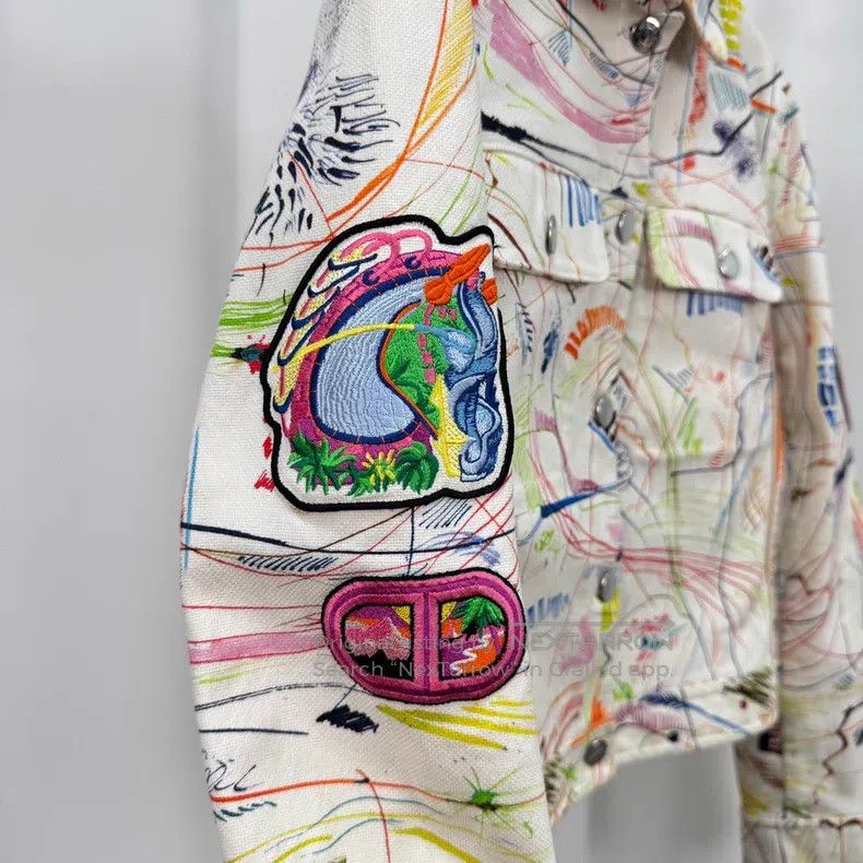 Hermes Hermes 23ss Graffiti Embroidered Denim Jacket Size XS / US 0-2 / IT 36-38 - 5 Thumbnail