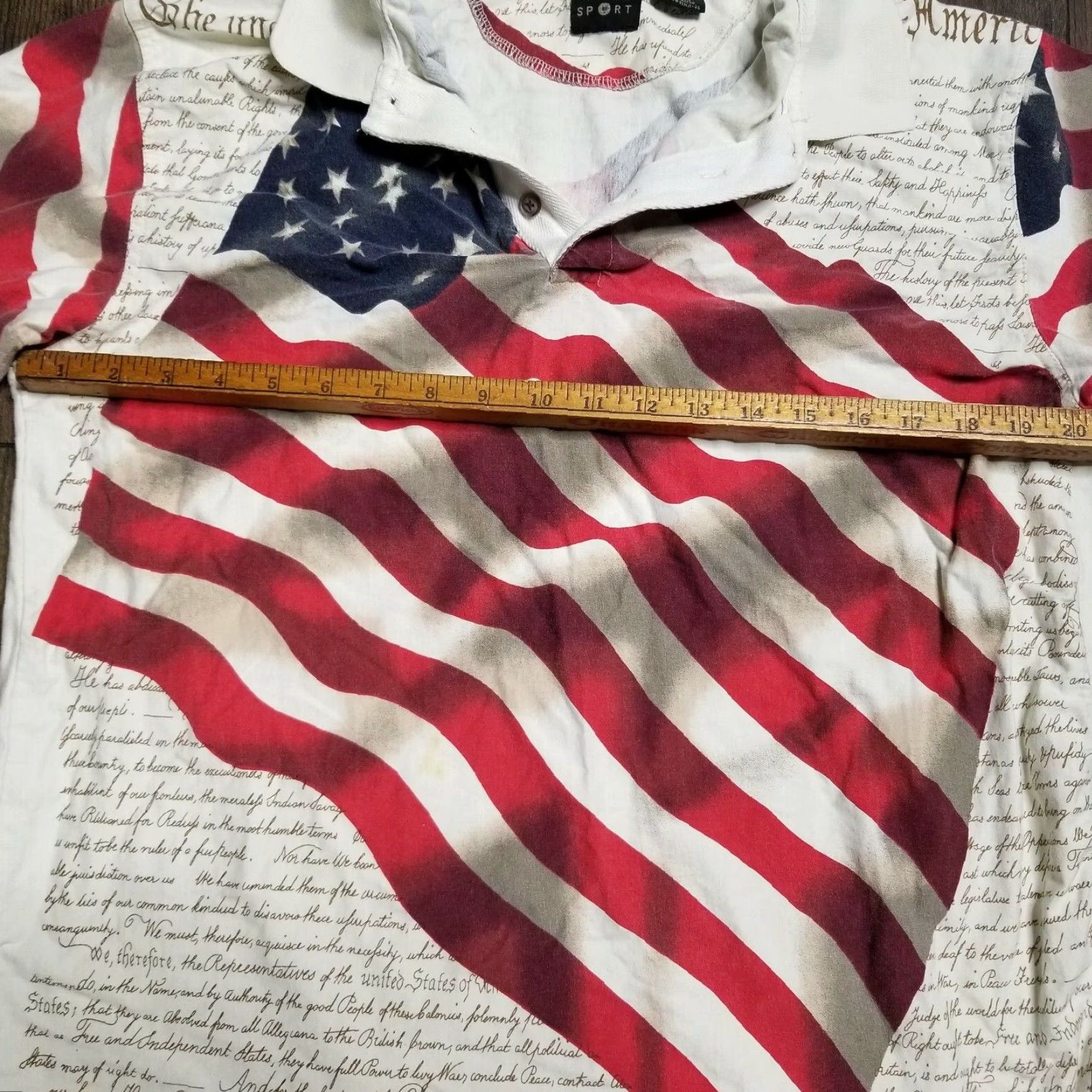 Cotton Traders Mens L Cotton Traders Sport USA Flag Constitution Polo Shirt Large AOP Distress Size US L / EU 52-54 / 3 - 5 Thumbnail