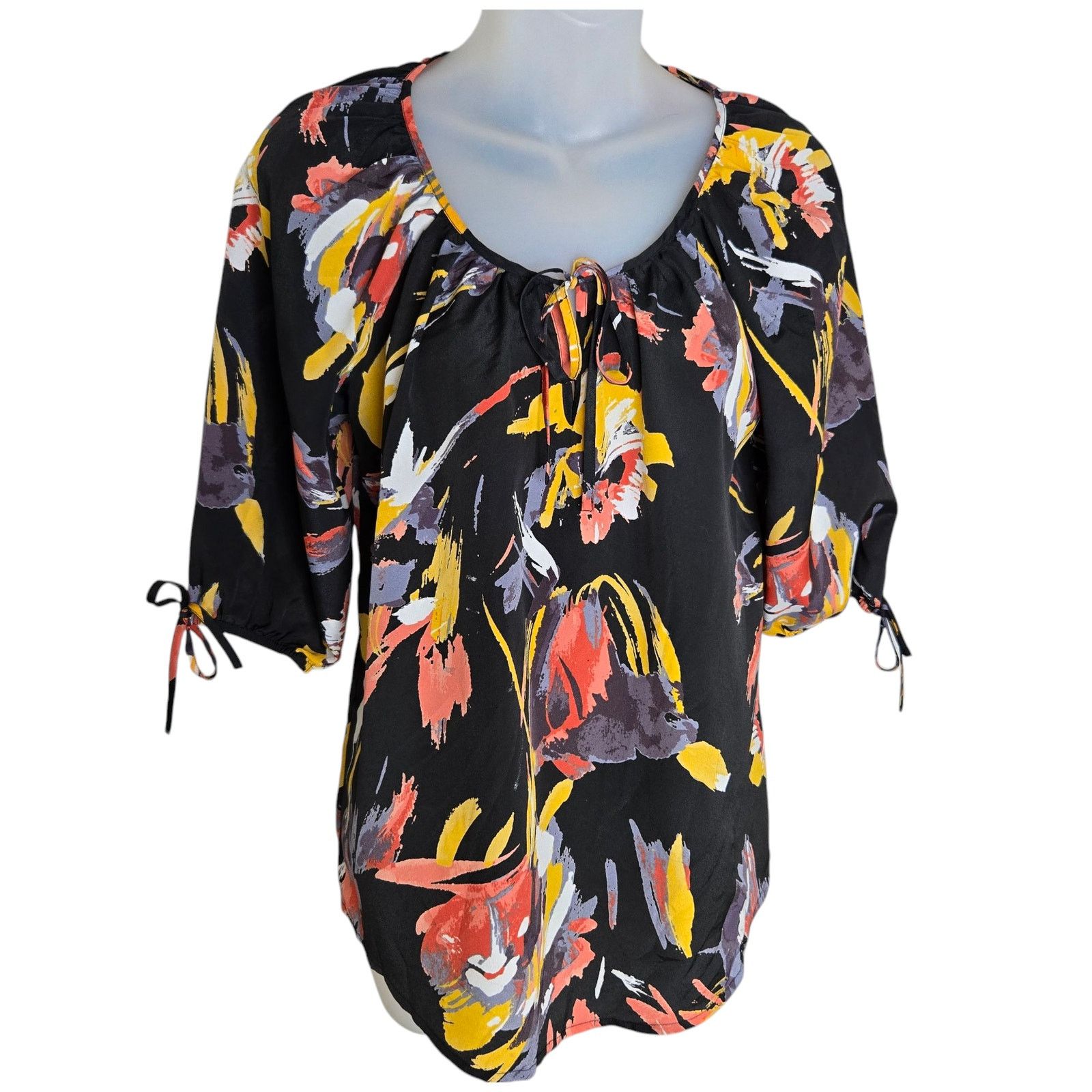 Loft Ann Taylor Loft Floral Top Small Abstract Brush Strokes Size S / US 4 / IT 40 - 1 Thumbnail