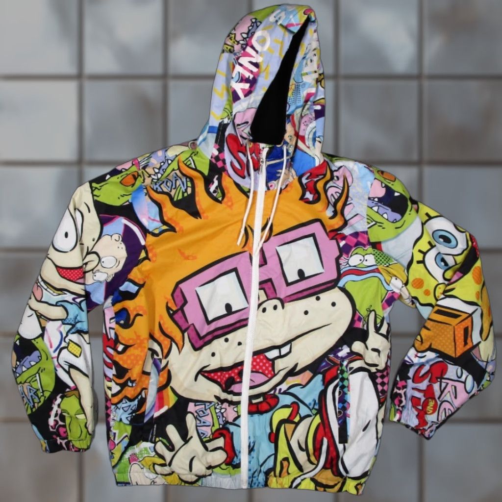 Members Only Members Only Nickelodeon Jacket Mens Medium AOP Cartoon Full Zip Sherpa Lined Size US M / EU 48-50 / 2 - 1 Thumbnail