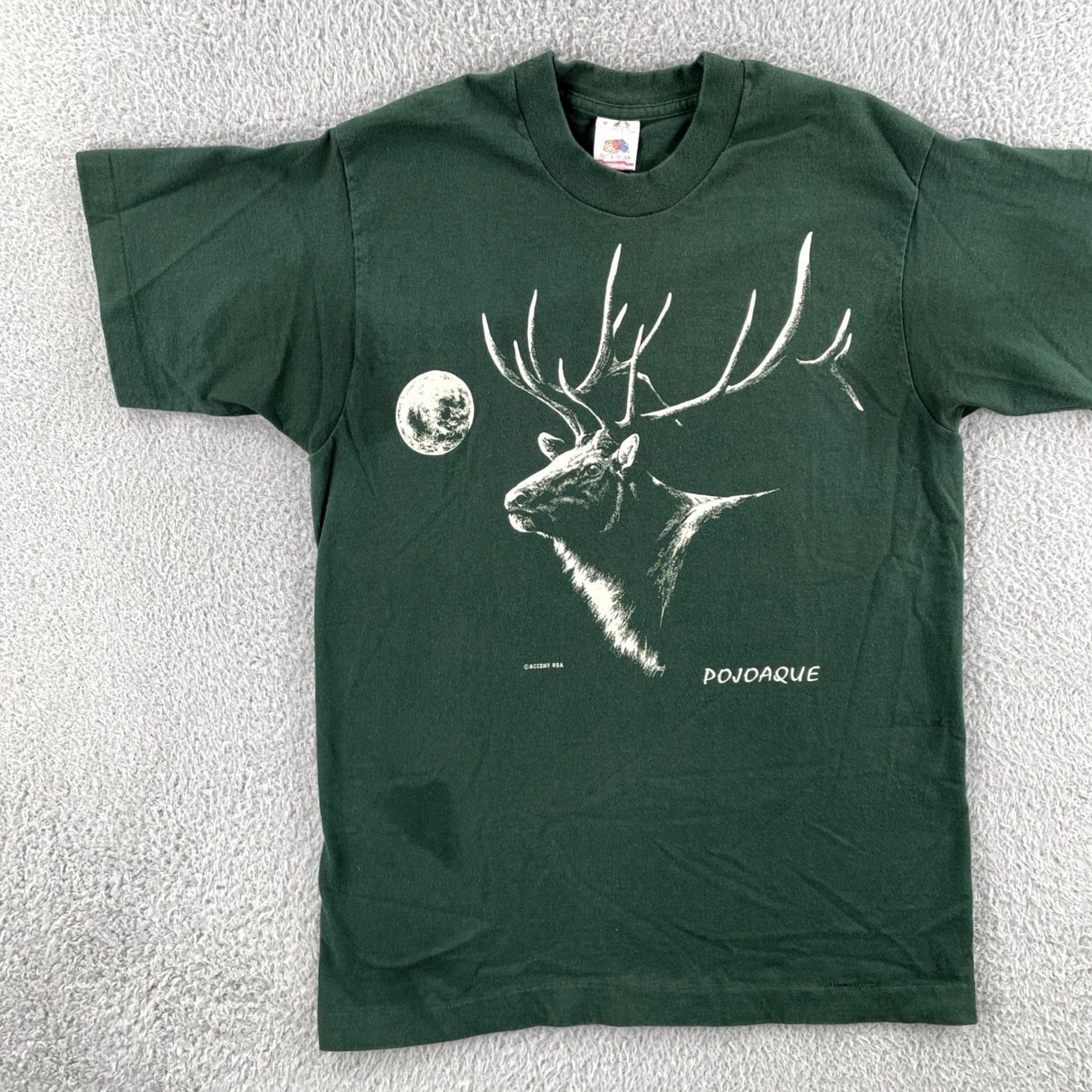 Fruit Of The Loom VINTAGE Fruit of the Loom Men’s M Green Single Stitch Shirt USA 90s Crew Neck Short Sleeve Cotton T-Shirt Size US M / EU 48-50 / 2 - 3 Thumbnail