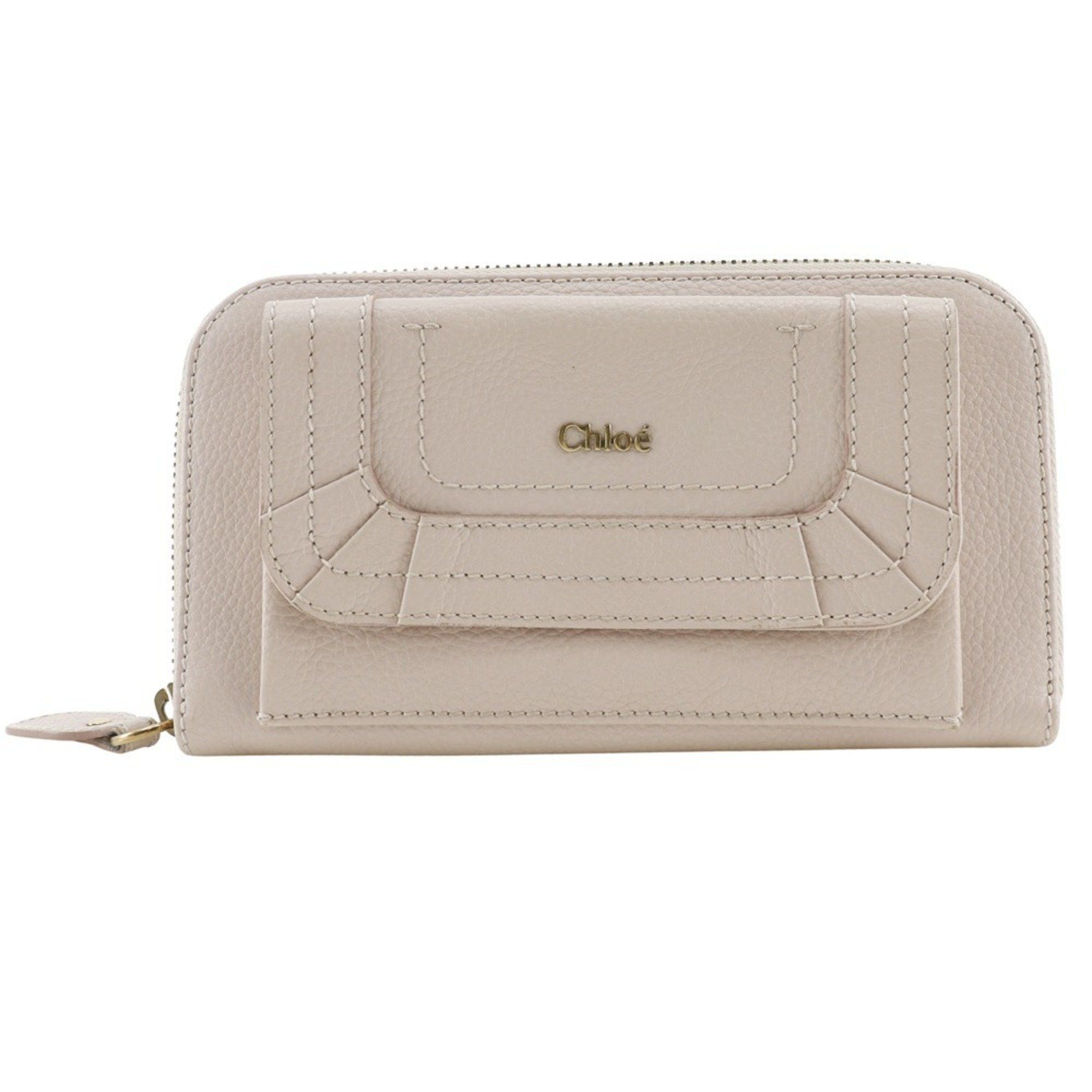 Chloe Chloé Chloe Paraty Round Long Wallet 3P0375-043 Leather Nude Pink Women's Size ONE SIZE - 1 Thumbnail