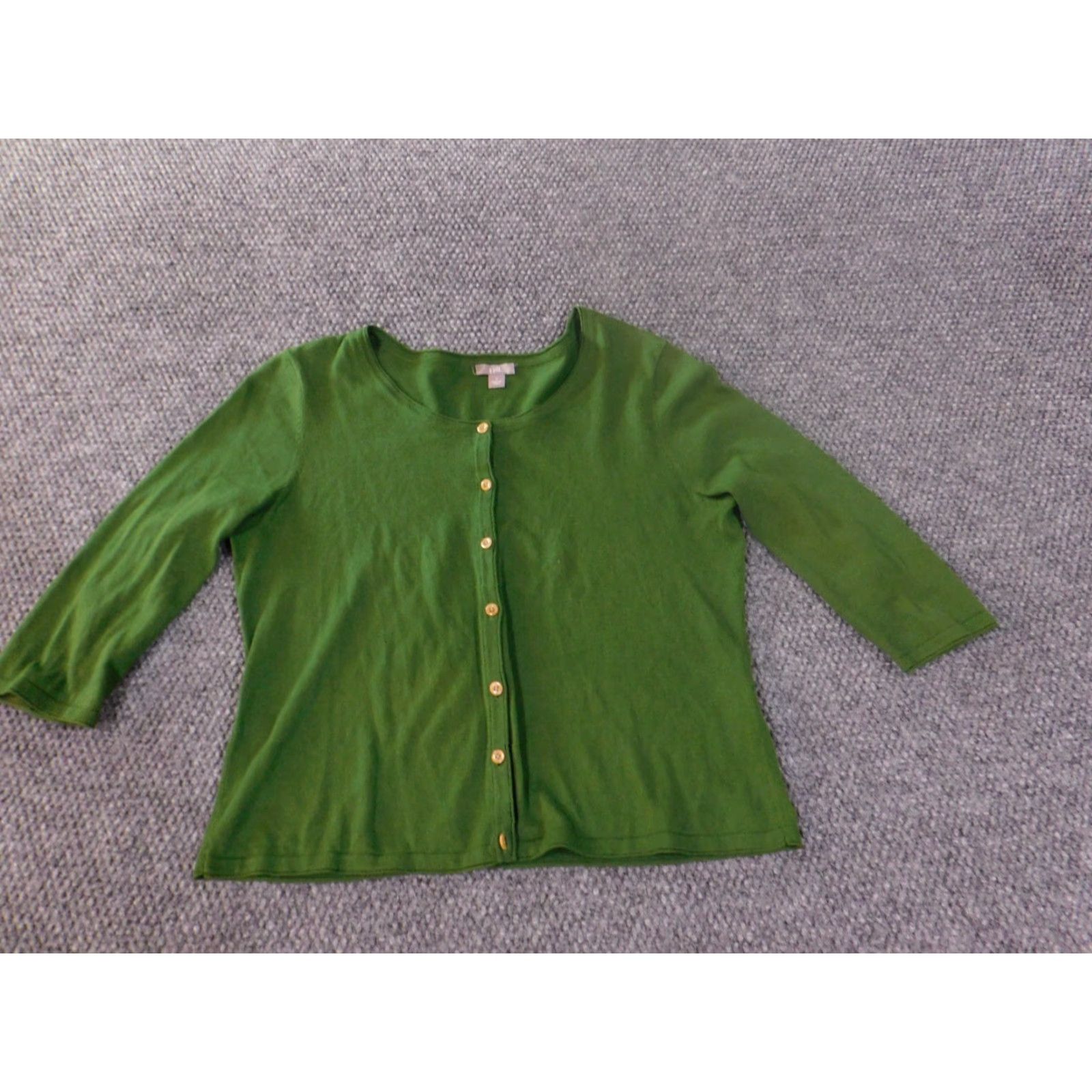 J. Jill J Jill Sweater Cardigan Womens Small Green Cotton Knit Cable-Knit Button Round Neck Casual Long Sleeve Vintage? No. Size S / US 4 / IT 40 - 4 Thumbnail