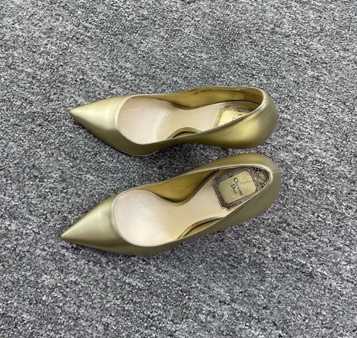 Dior Dior gold pointed-toe high heels K12 Size US 7 / IT 37 - 2 Thumbnail