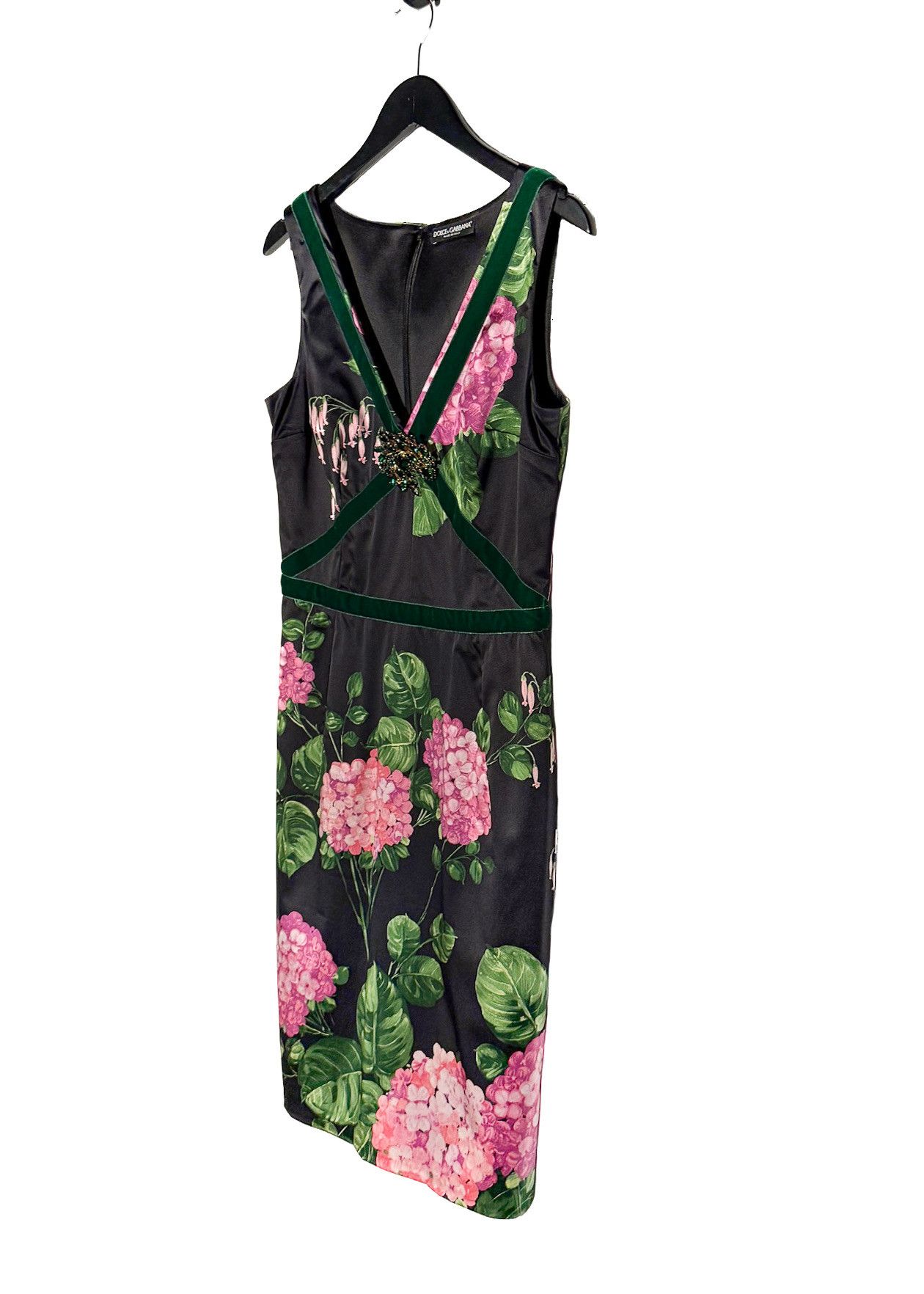 Dolce & Gabbana Dolce & Gabbana Floral Print Velvet Trim Brooch Accent Dress Size M / US 6-8 / IT 42-44 - 2 Thumbnail