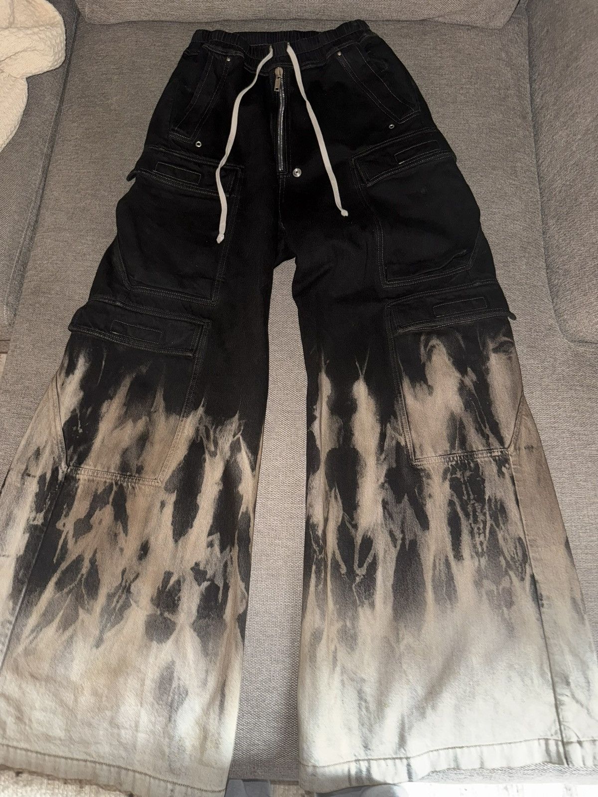 Rick Owens DRKSHDW by Rick Owens Wide-Leg Cargo Denim Jeans – XS Size US 34 / EU 50 - 5 Thumbnail
