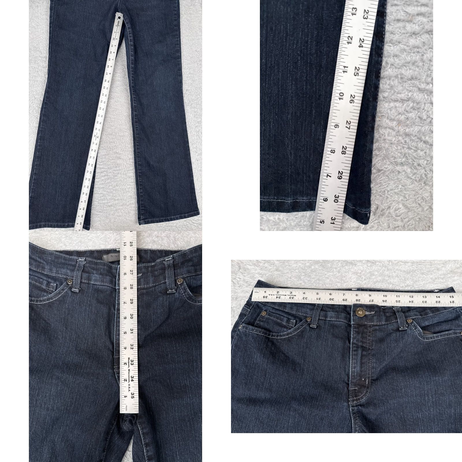 Nine West Nine West Pants Women 10 Blue Denim Jeans Bootcut Cotton Dark Embellished 31x31 Size 32" / US 10 / IT 46 - 8 Thumbnail