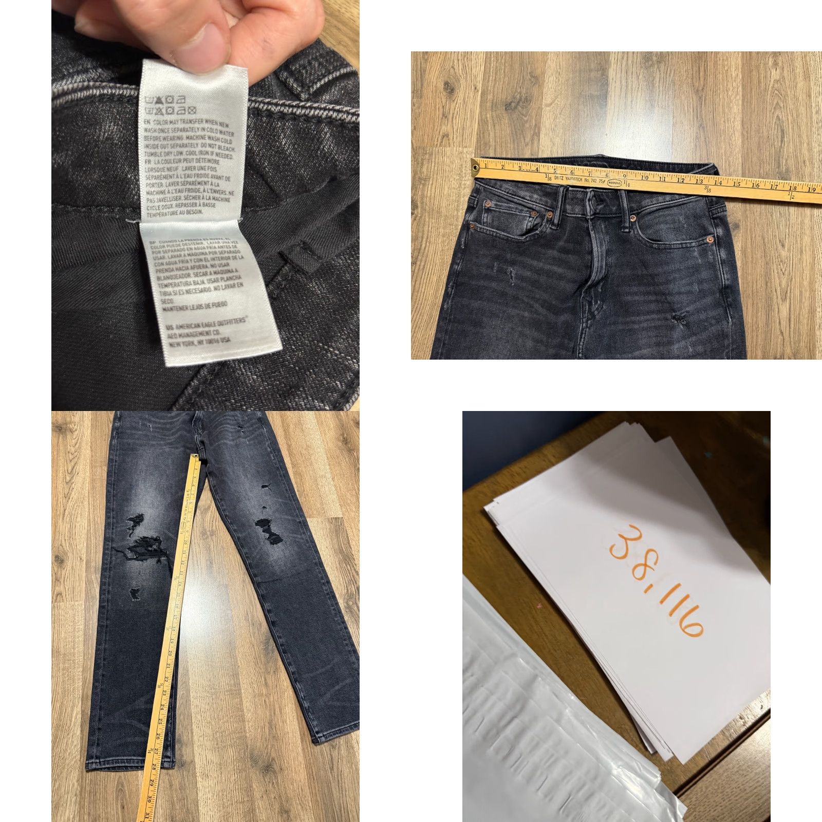American Eagle Outfitters American Eagle Jeans, Men's Size 30x30, Black, Denim, Distressed, AIRFLEX 360 Size US 30 / EU 46 - 9 Thumbnail