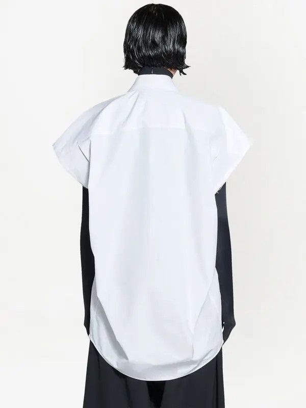 Balenciaga o1y0625 Solid Color Short Sleeve Shirt in White Size M / US 6-8 / IT 42-44 - 5 Thumbnail