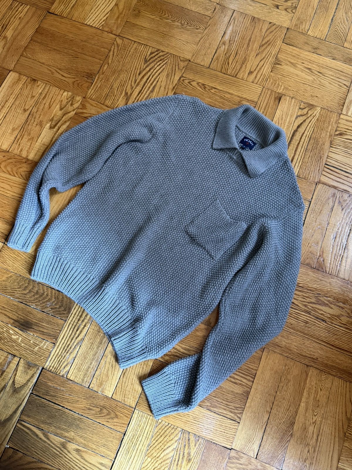 Noah Noah NYC Gray Textured Knit Crewneck Sweater with Collar Size US S / EU 44-46 / 1 - 6 Thumbnail