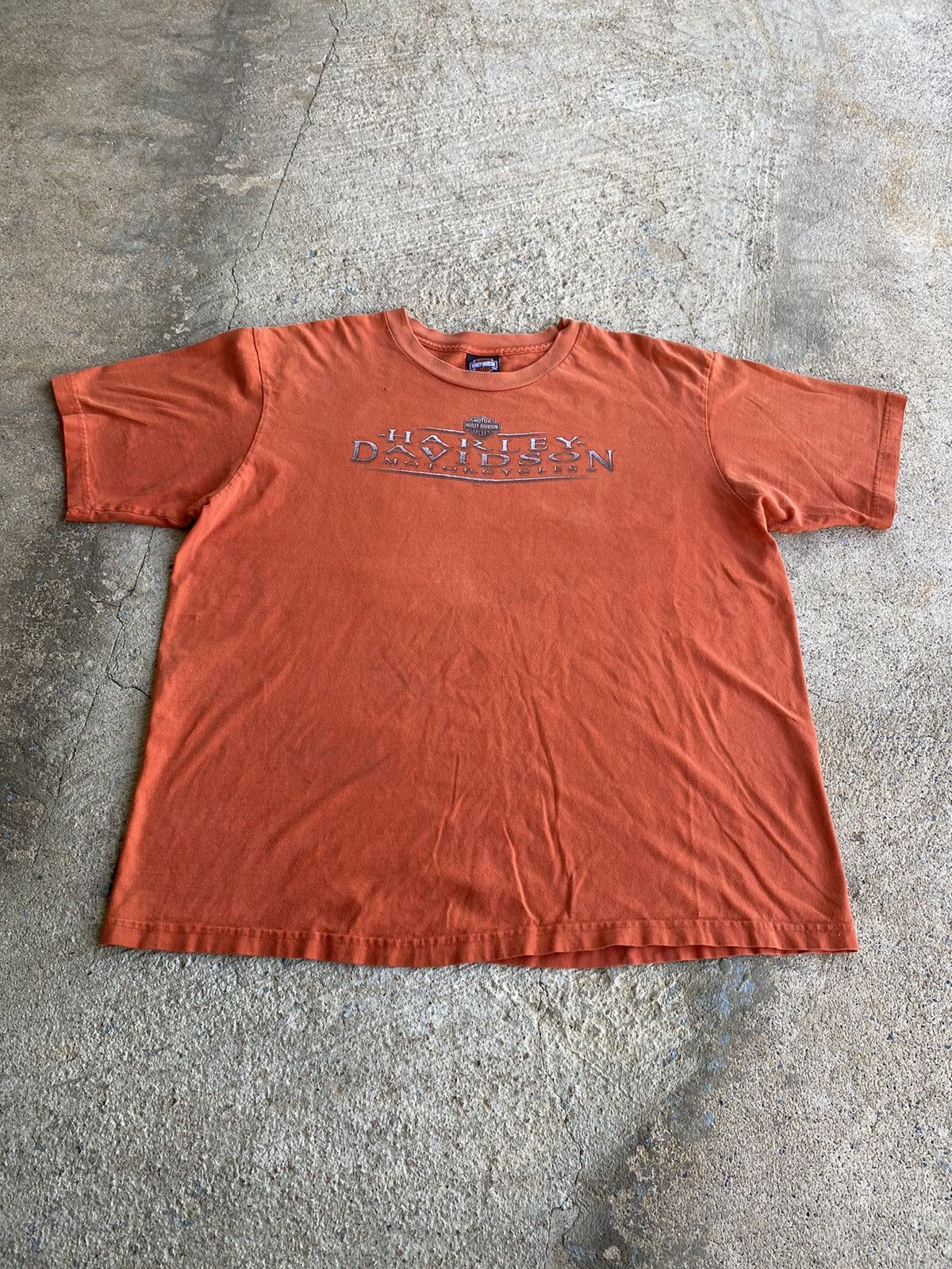 Harley Davidson × Vintage Vintage Y2K Harley Davidson Faded Orange Shirt Size US XL / EU 56 / 4 - 1 Thumbnail