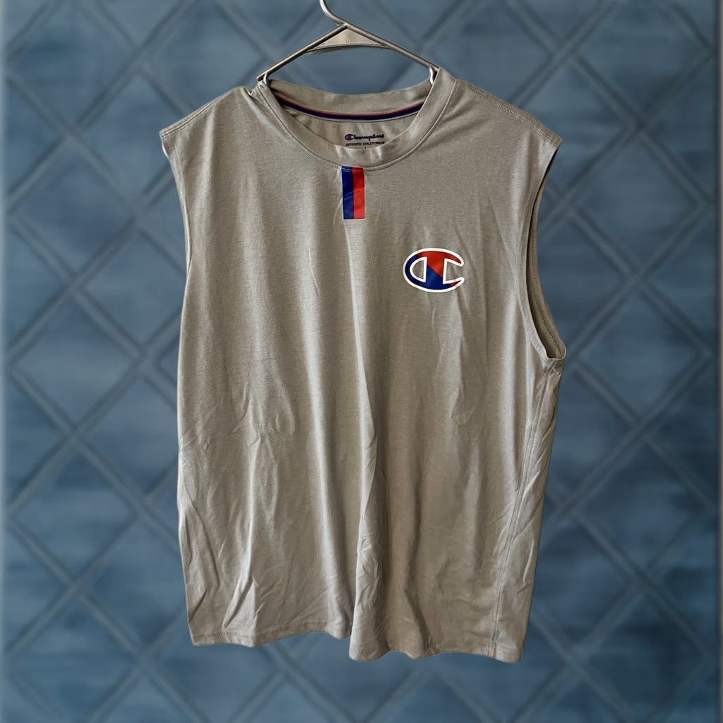 Champion Champion Tank Top Men’s L Gray Sleeveless Athletic Shirt Polyester Crew Neck Breathable Workout Top Sports Gym & Training Mens Size US L / EU 52-54 / 3 - 1 Thumbnail