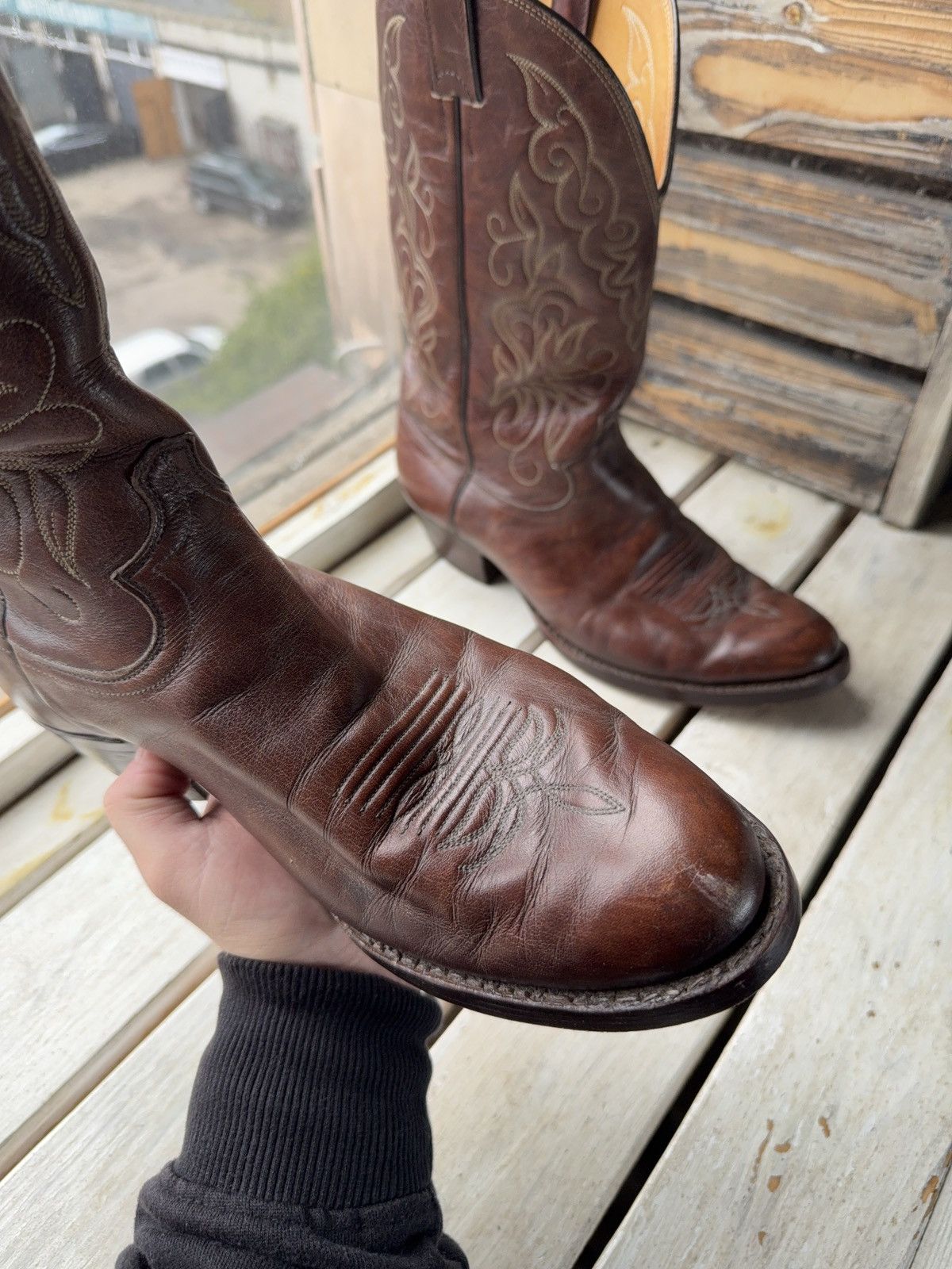 Justin Boots Justin Boots 1652 Brown Leather Western Cowboy Boots USA Size US 12 / EU 45 - 12 Thumbnail