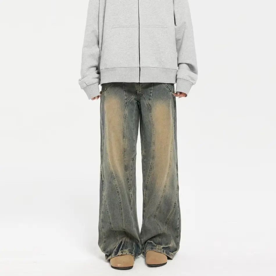 Japanese Brand × Jean Retro loose mud dyed wide leg jeans Size US 32 / EU 48 - 6 Thumbnail