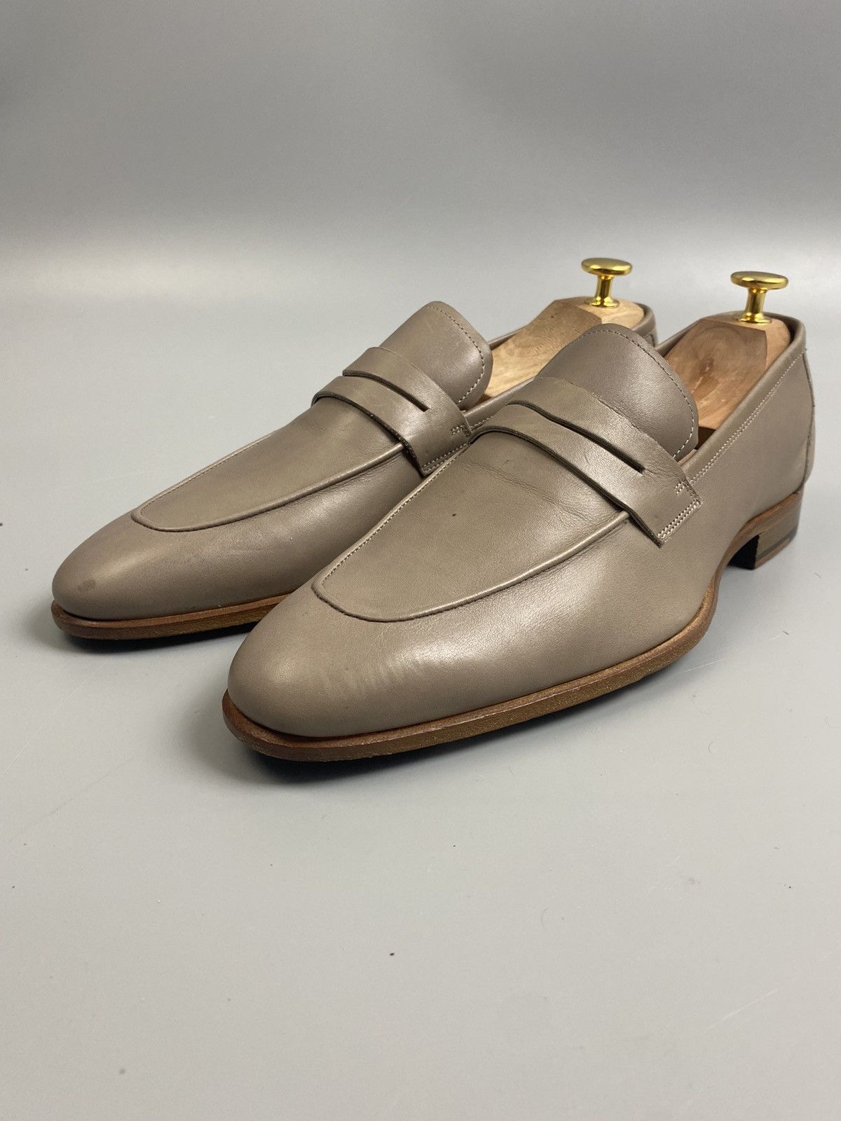 Kiton Kiton Clay Gray Leather Loafers Size US 7 / EU 40 - 1 Thumbnail
