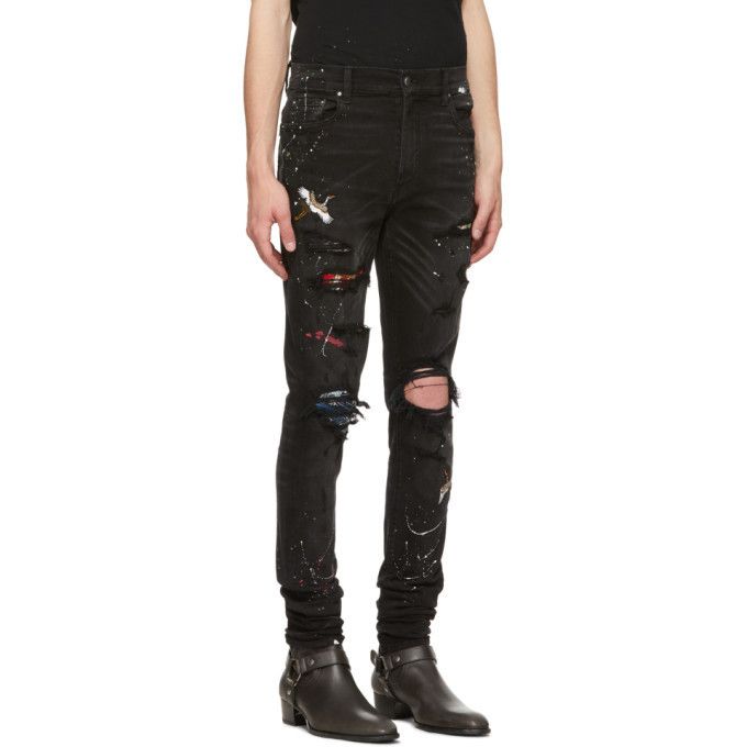 Amiri black painter art patched jeans Size US 38 / EU 54 - 3 Thumbnail