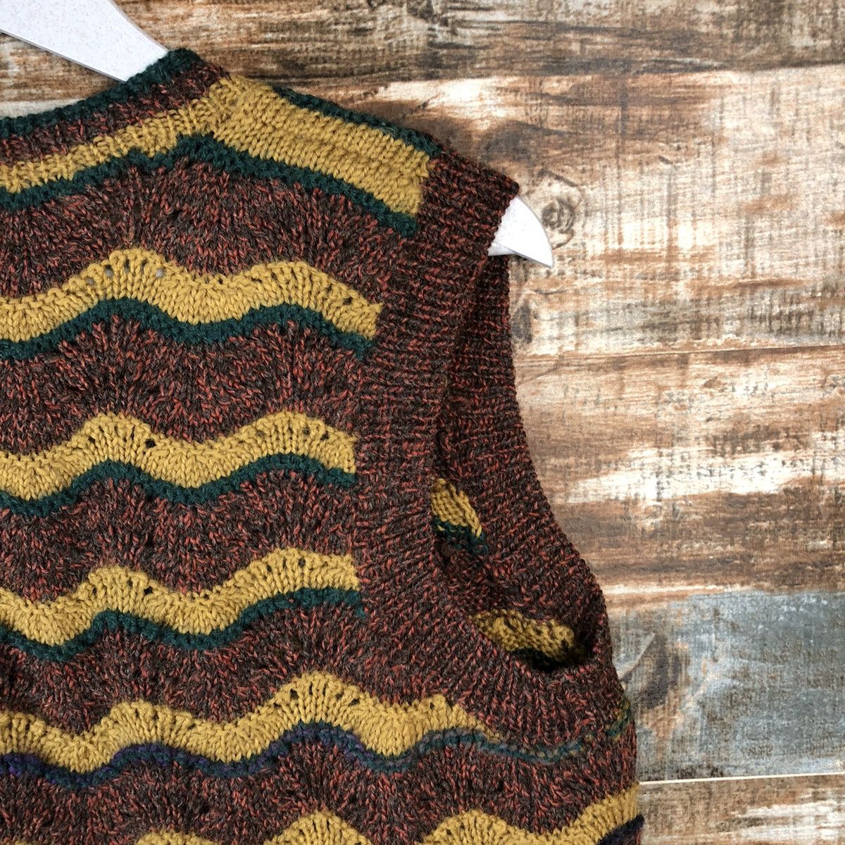 Handmade × Japanese Brand × Vintage Japan vintage wave cardigan Vest Knitwear #A2047 Size M / US 6-8 / IT 42-44 - 12 Thumbnail
