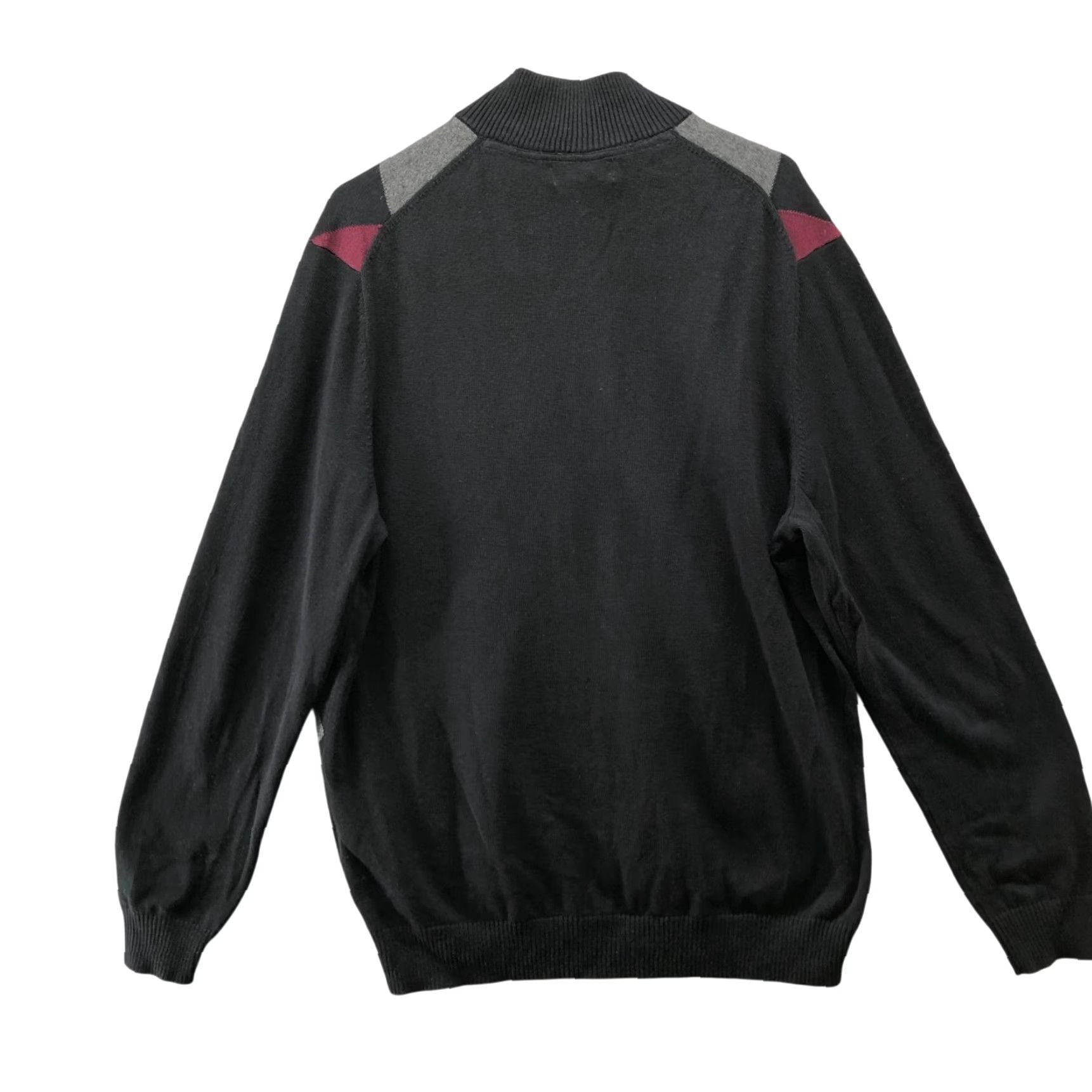 Club Room Club Room Pima Cotton 1/4 Zip Sweater Mens L Black Burgundy Argyle Classic Pullover Size US L / EU 52-54 / 3 - 2 Thumbnail