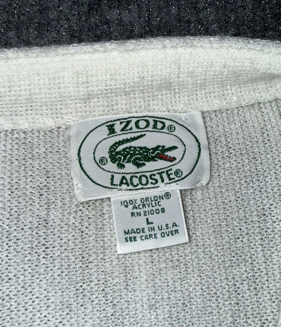 Izod Vintage IZOD Lacoste Cardigan USA Orlon Acrylic Cream Croc L Size US L / EU 52-54 / 3 - 5 Thumbnail