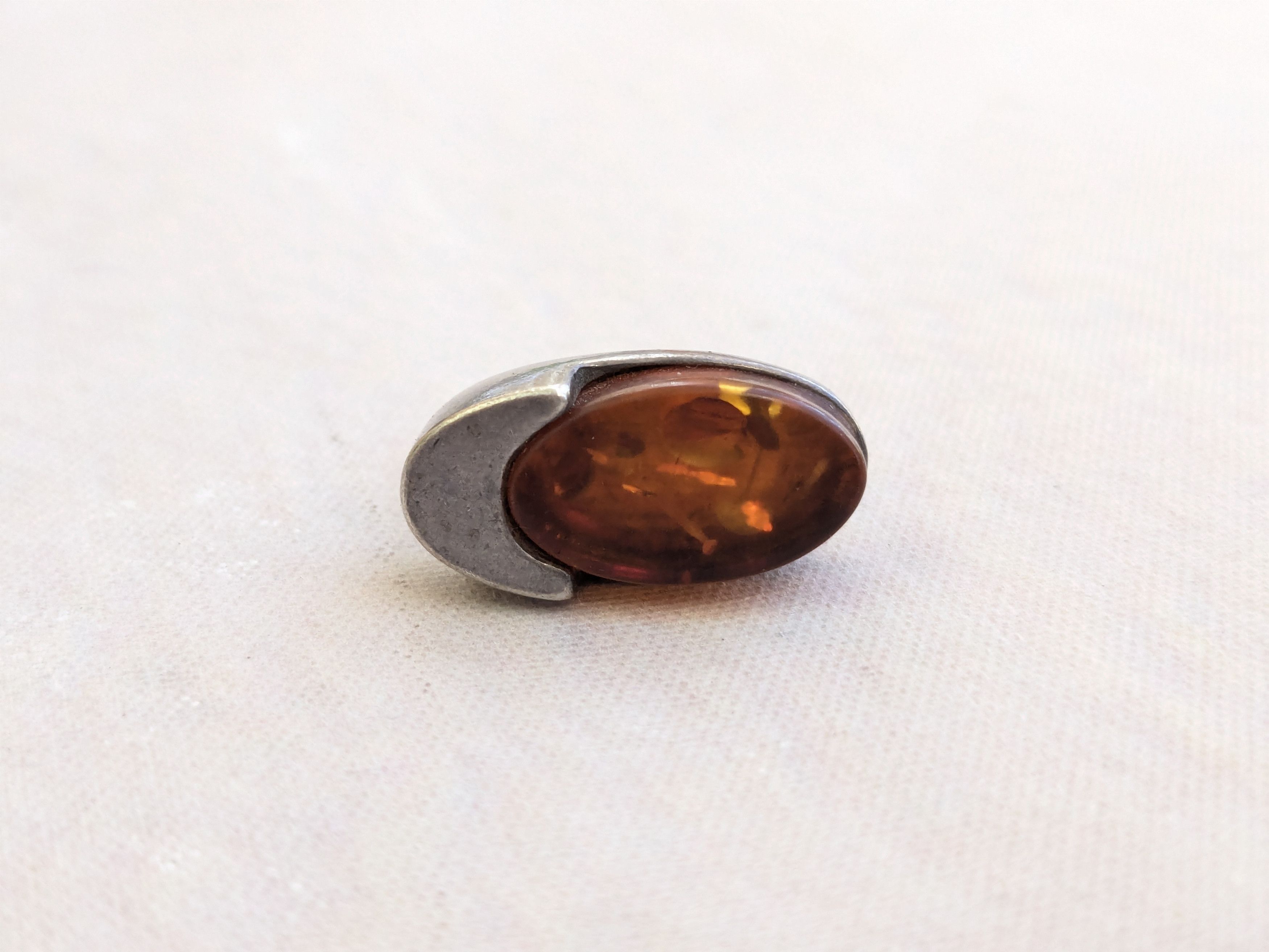 Jewelry × Vintage Vintage Sterling Silver Ring Orange Amber MCM 5.5 Size ONE SIZE - 3 Thumbnail
