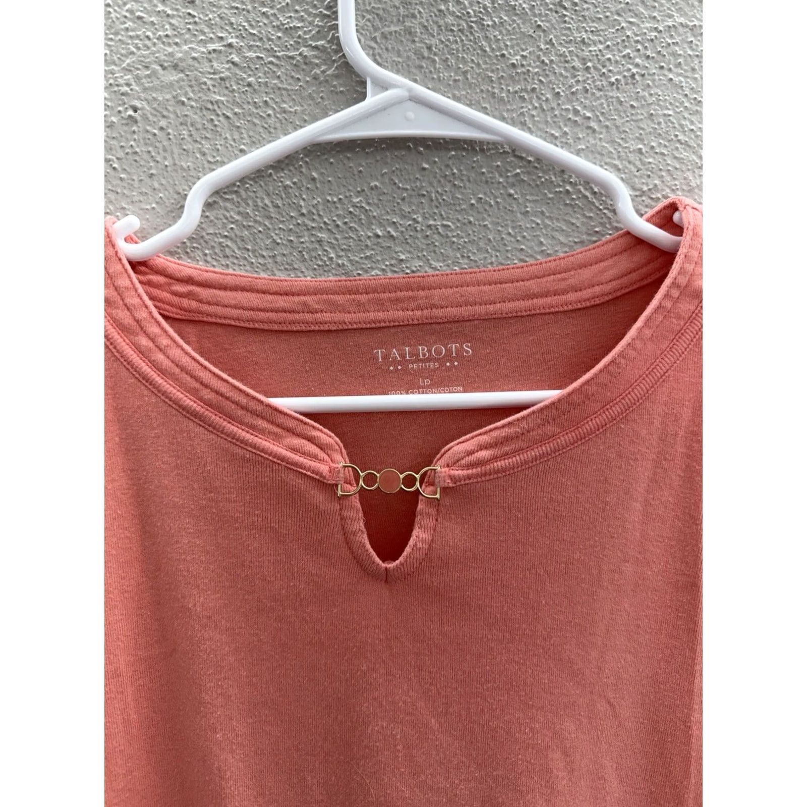 Talbots Talbots Womens Shirt Large Petite Pink V-neck 3/4 Sleeve Size L / US 10 / IT 46 - 3 Thumbnail