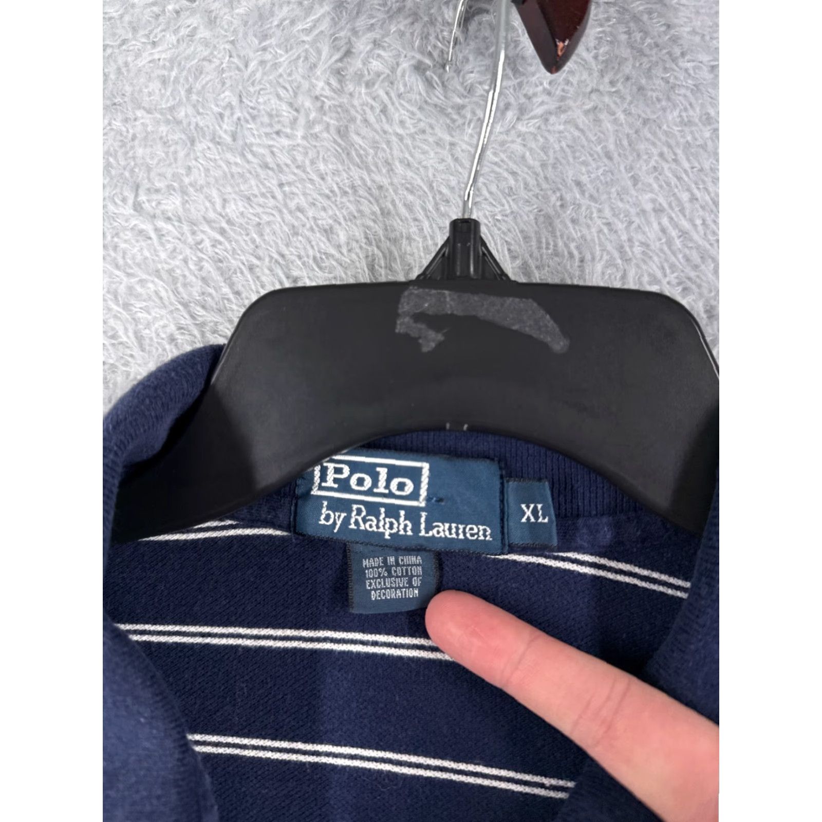 Ralph Lauren VINTAGE Polo Ralph Lauren Shirt Mens Extra Large Blue Stripe 100% Cotton Knit Polo Shirt XL Blue Ralph Lauren Mens 70s Vintage Size US XL / EU 56 / 4 - 7 Thumbnail