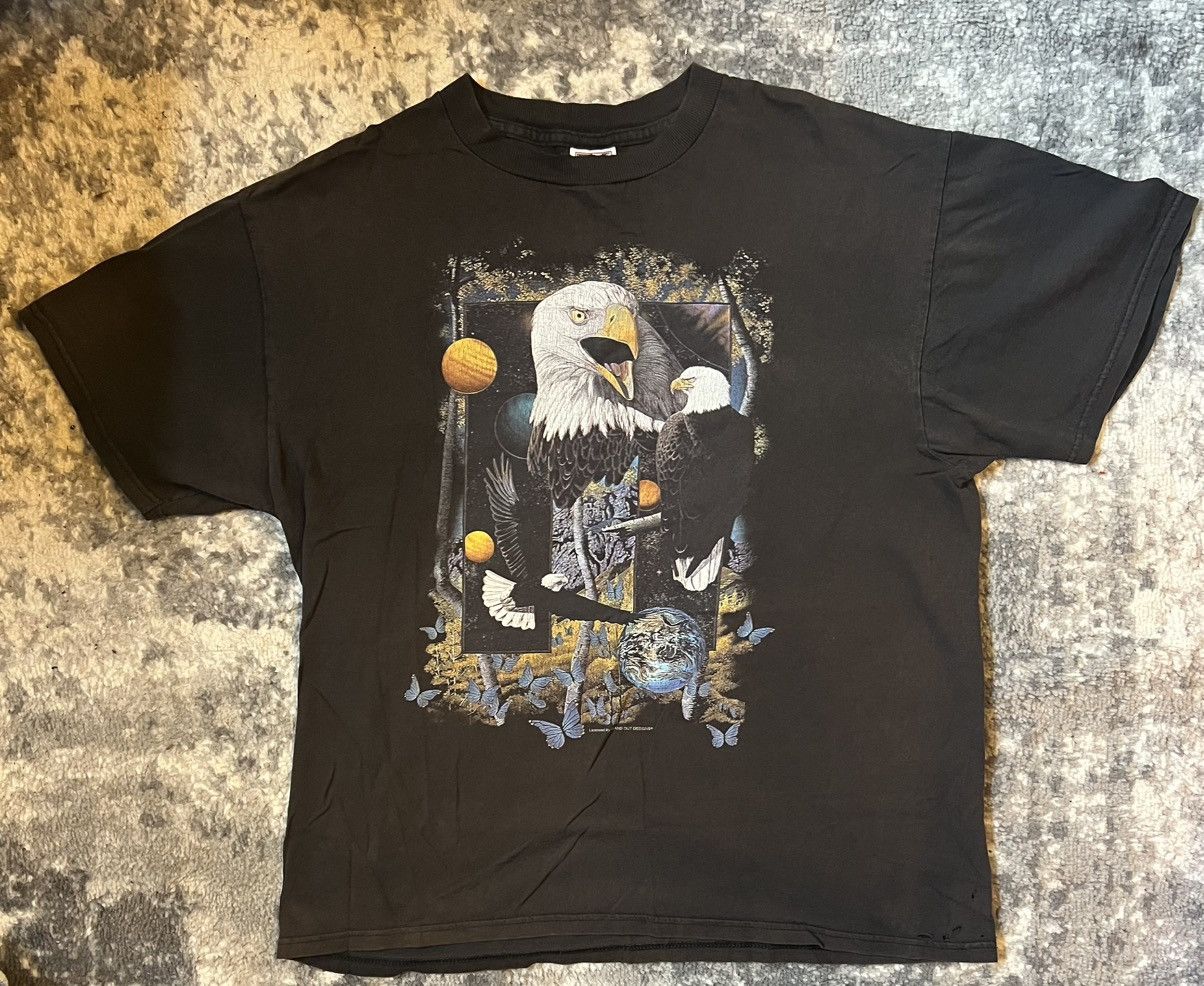 Vintage THRASHED Vintage Eagle Butterfly American shirt - black - L Size US L / EU 52-54 / 3 - 1 Thumbnail