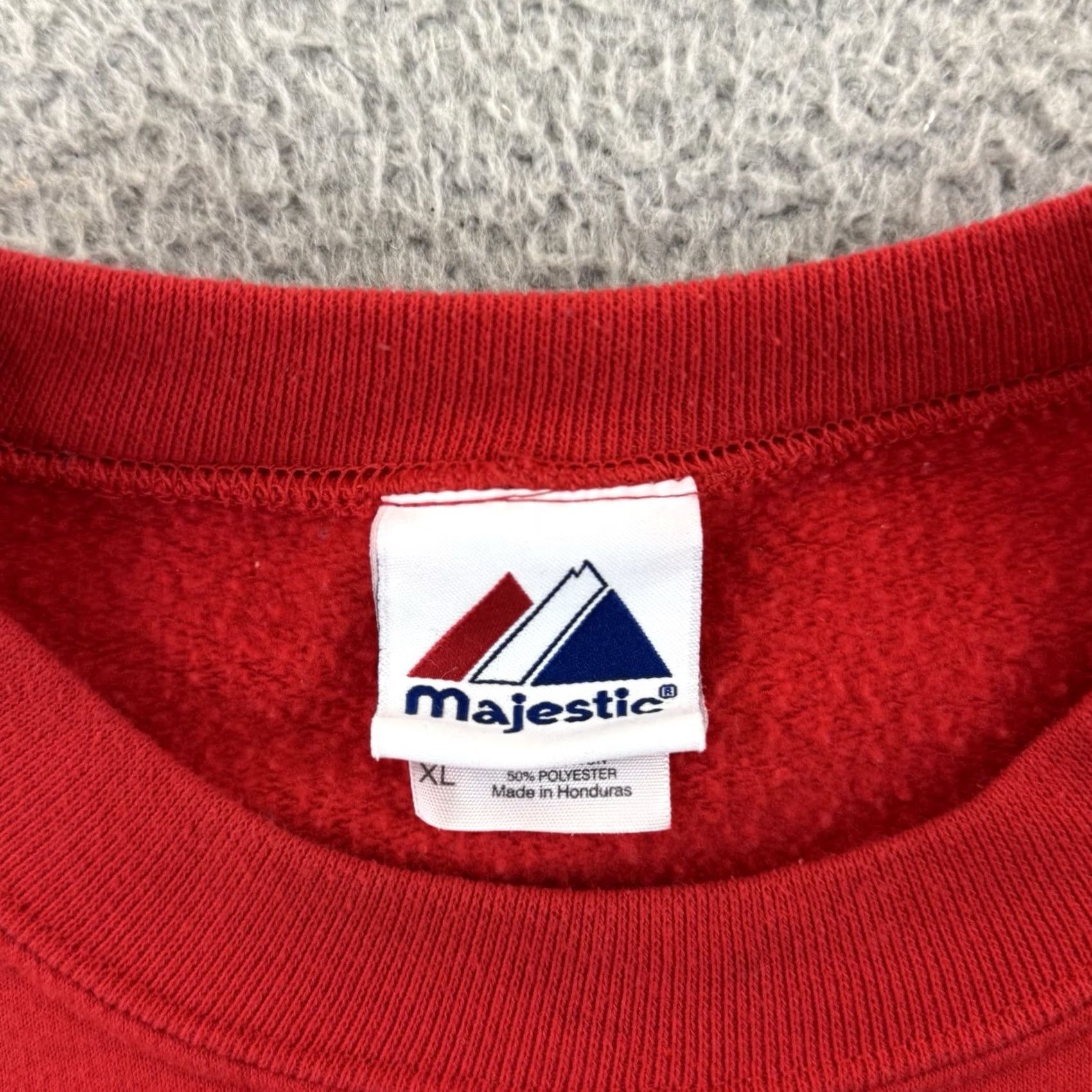MLB VINTAGE Majestic Philadelphia Phillies Sweatshirt Men’s XL Red 90s Graphic Print Crew Neck Pullover MLB Baseball USA Size US XL / EU 56 / 4 - 6 Thumbnail