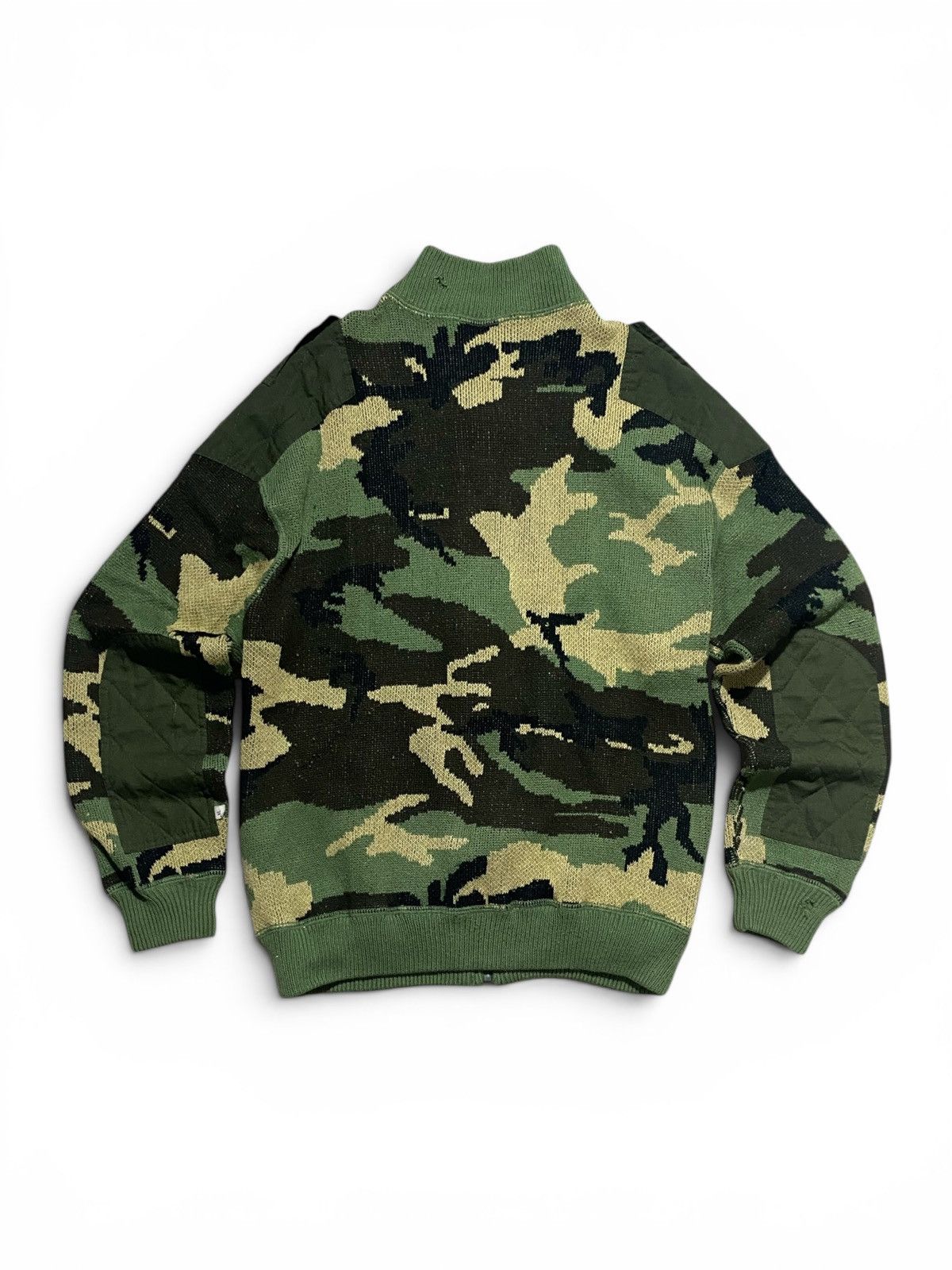 Japanese Brand Vintage Trashed Camo Military Knit Zip Jacket - L Size US L / EU 52-54 / 3 - 2 Thumbnail