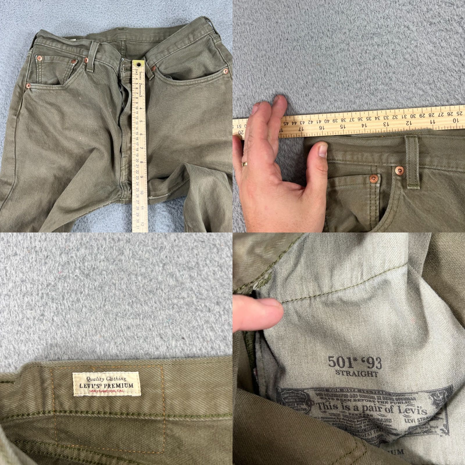Levi's Levi's 501 Jeans Men 33x32 Green Denim Button Fly Straight Classic Fit USA Size US 33 - 8 Thumbnail