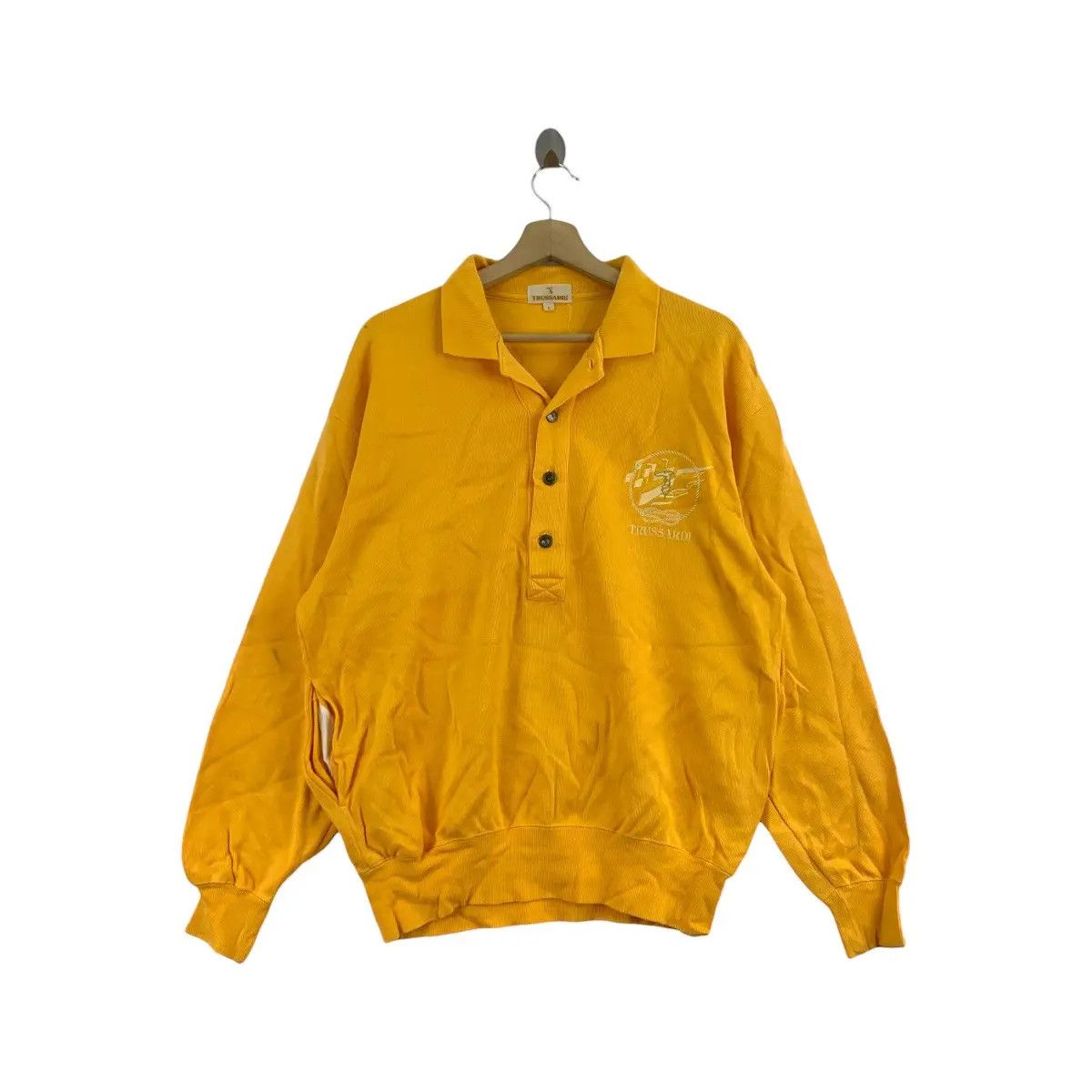 Trussardi Vintage TRUSSARDI Made In ITALY Stamp Button Henley Size L / US 10 / IT 46 - 1 Thumbnail