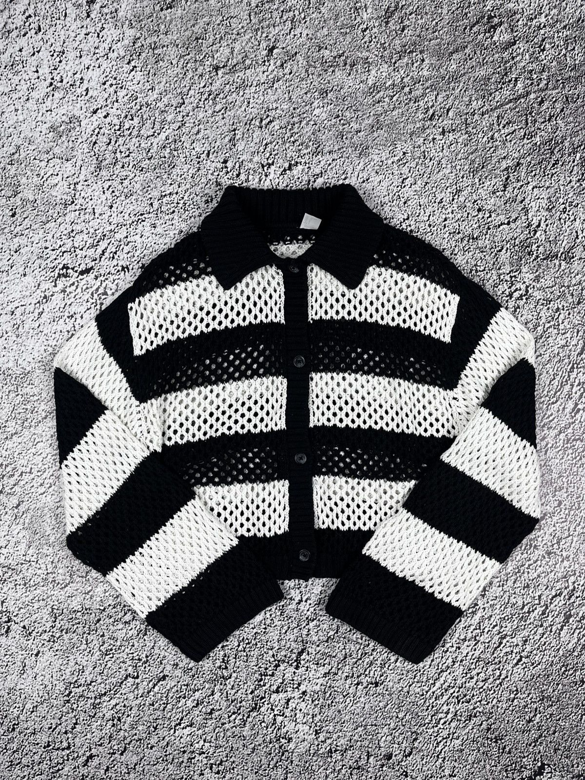 Vintage Vintage Y2K striped mesh cardigan rock japanese size s Size S / US 4 / IT 40 - 1 Thumbnail