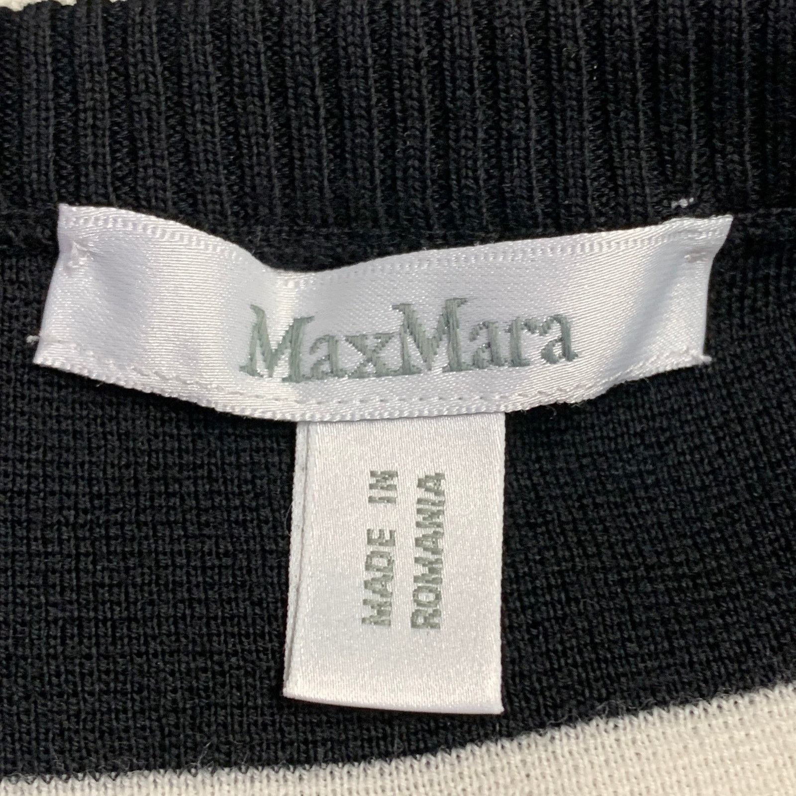 Max Mara MAX MARA White Black Virgin Wool Stripe Crew Neck Pullover Size L / US 10 / IT 46 - 5 Thumbnail