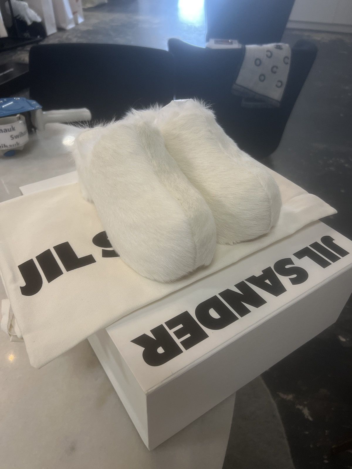 Jil Sander Fur Clogs- Chalk Size US 7 / IT 37 - 1 Thumbnail