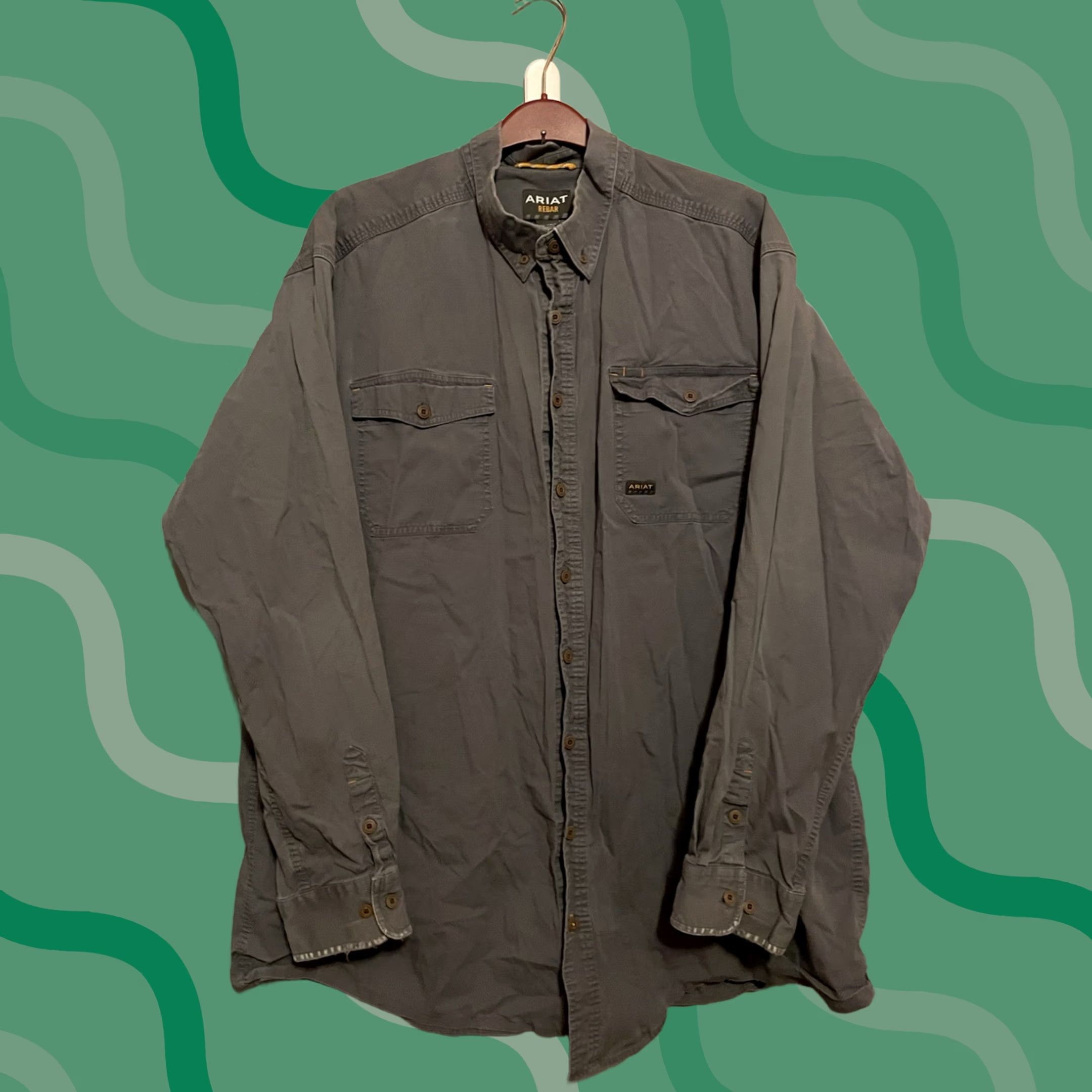 Ariat Ariat Pro Series Rebar Shirt Mens 3XL Tall Gray Button-Down Long Sleeve Workwear Shirt Size US XXL / EU 58 / 5 - 1 Thumbnail