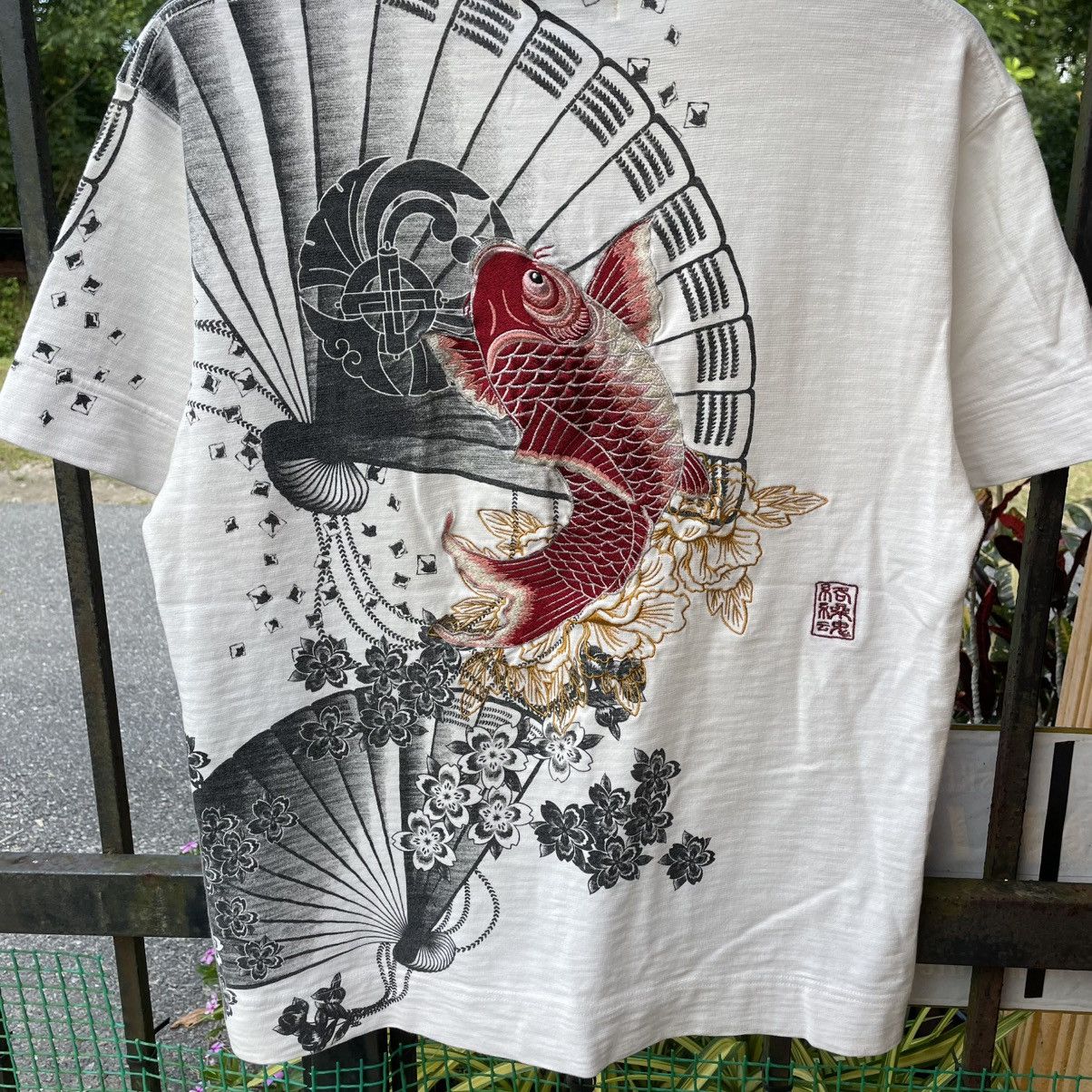 Karakuri Tamashii 🔥🇯🇵Karakuri Tamashi Embroidered Fish Koi Sukajan Tattoo Tee Size US L / EU 52-54 / 3 - 3 Thumbnail
