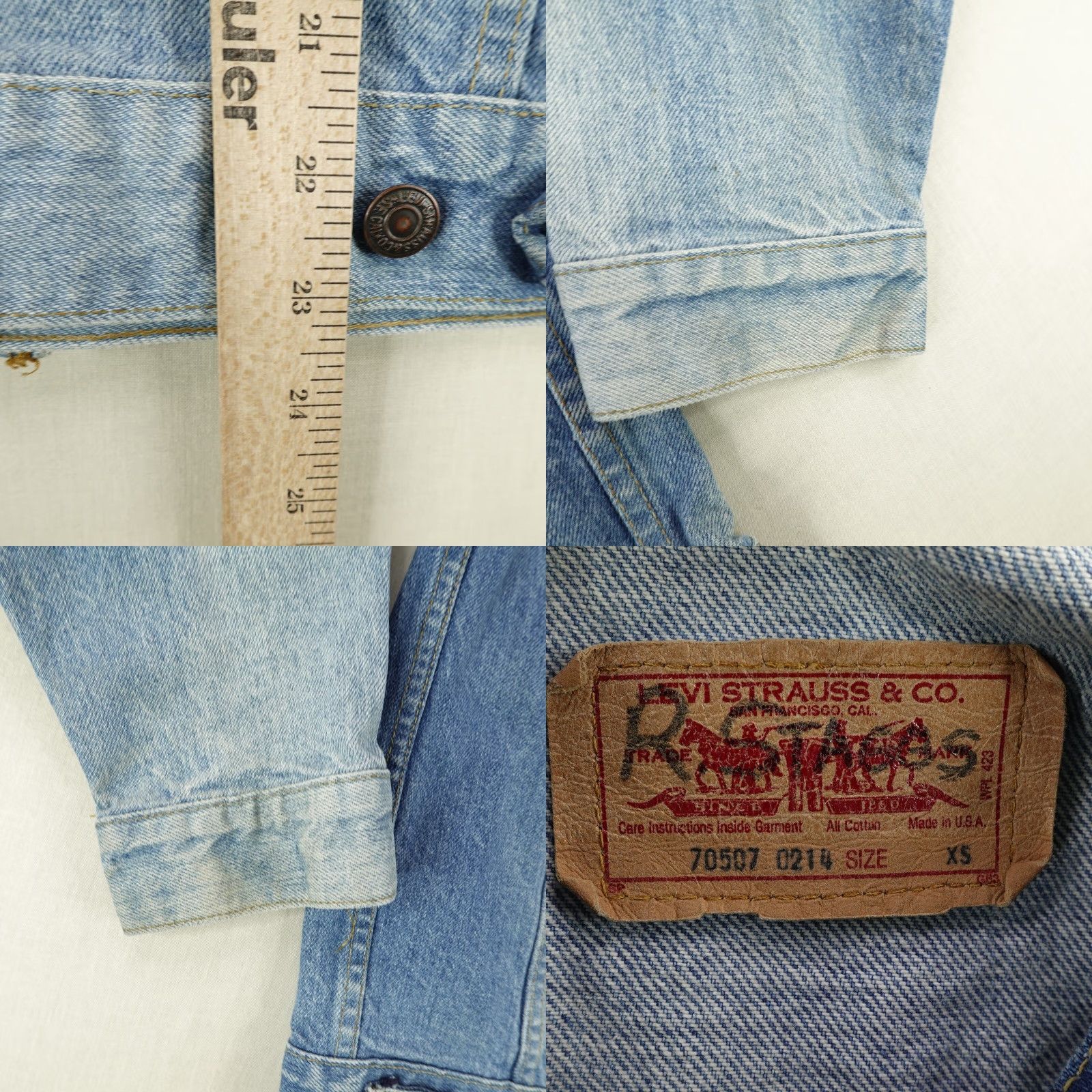 Levi's VINTAGE Levi's Jacket Mens XS Blue Denim Trucker Coat 80s Outdoor Regular Fit Size US 27 - 8 Thumbnail