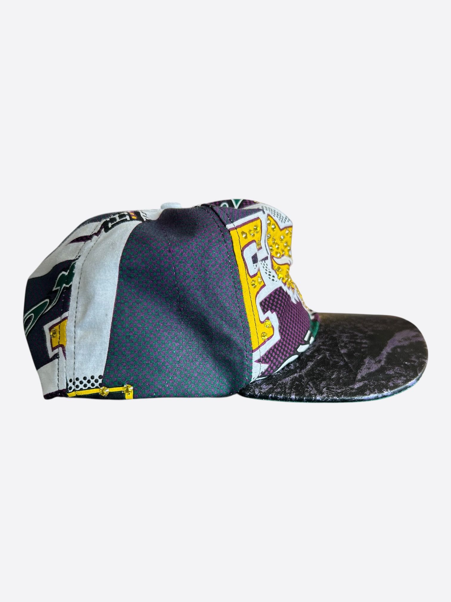 Bossi Sportswear Bossi Purple & Green Rhinestone Embellished Hat Size ONE SIZE - 2 Thumbnail