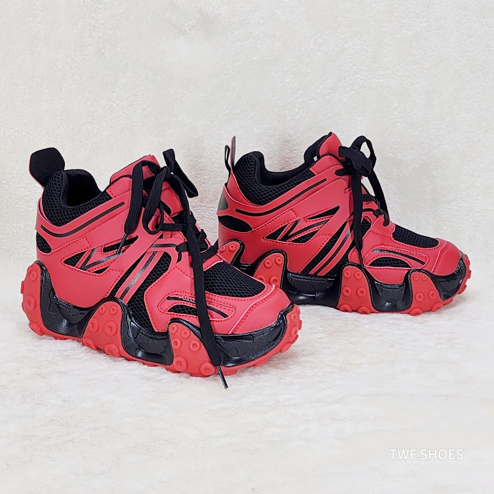 Other Anthony Wang Alien Black & Red Hidden Wedge Platform Sneaker Size US 8.5 / IT 38.5 - 5 Thumbnail