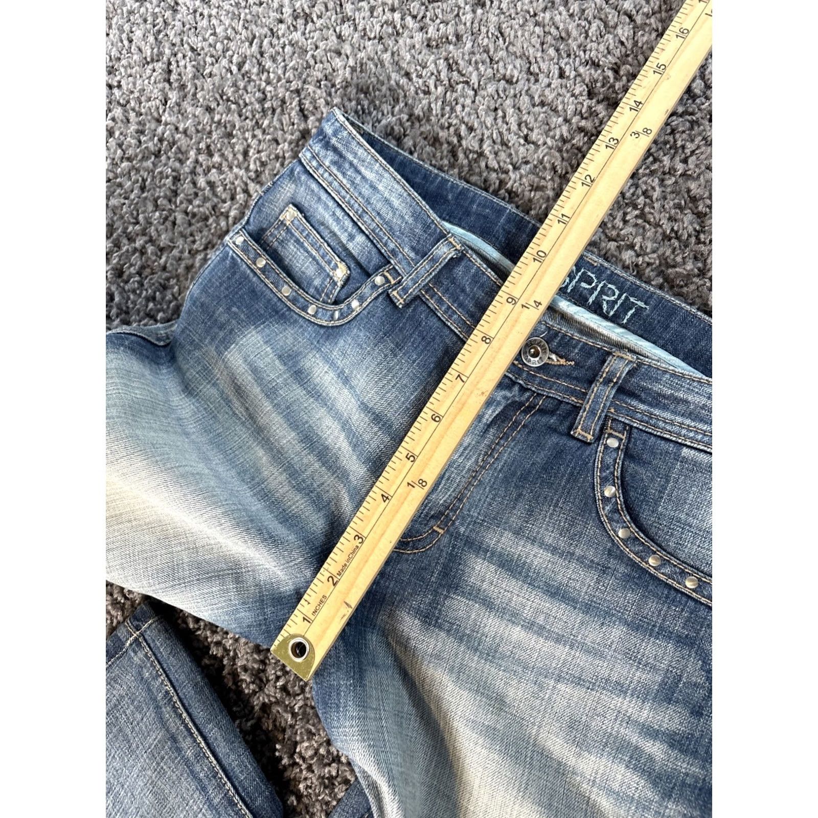 Esprit VINTAGE Esprit Bootcut Pants 30x30 Blue Low Rise Grunge Light Wash Studded Moto 90s Womens Pants Size 30" / US 8 / IT 44 - 5 Thumbnail