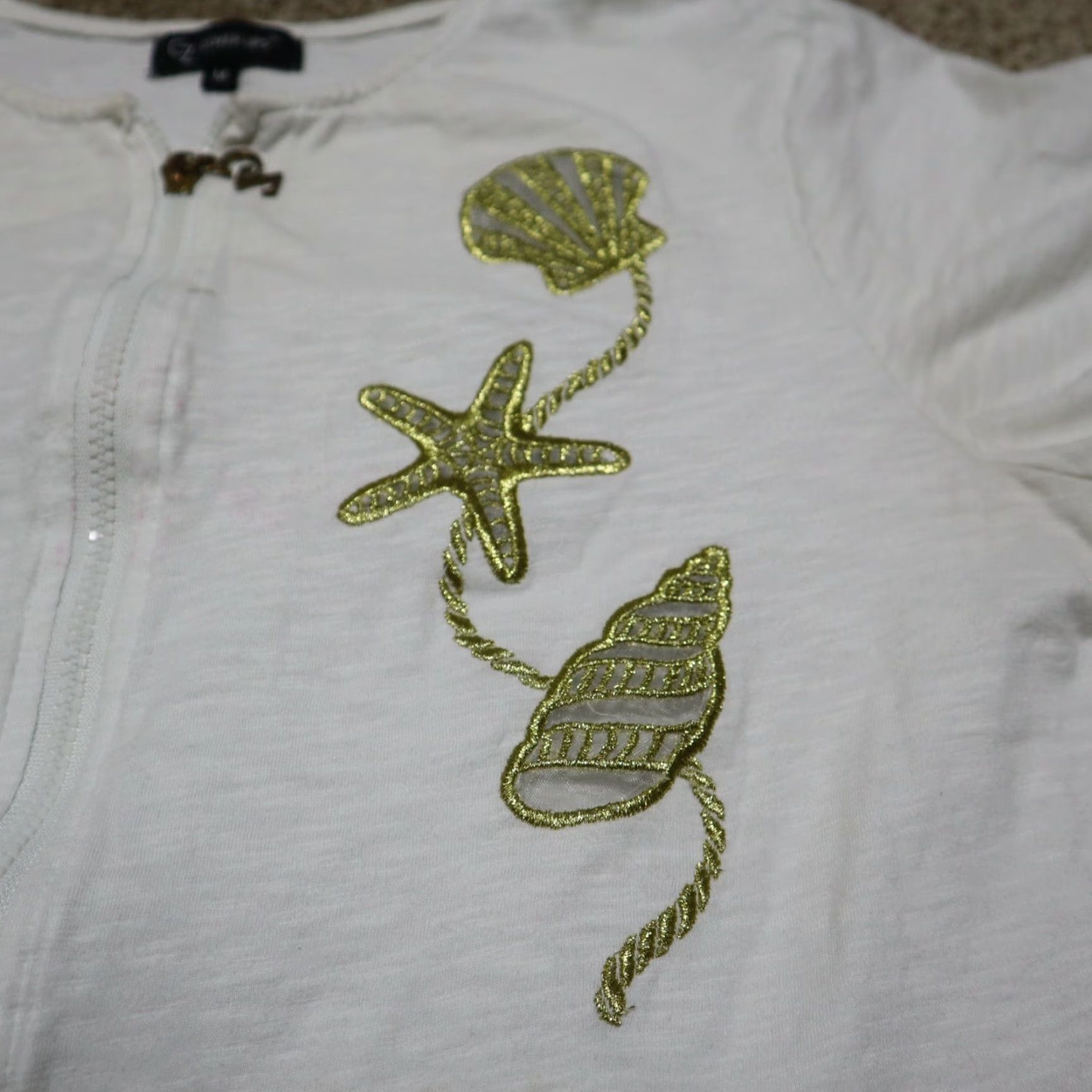 Vintage VINTAGE Cover Ups White Blouse Shirt Women Medium M Beach Shell Pearl Accent Sleeveless Scoop Neck Ballad? Size M / US 6-8 / IT 42-44 - 2 Thumbnail