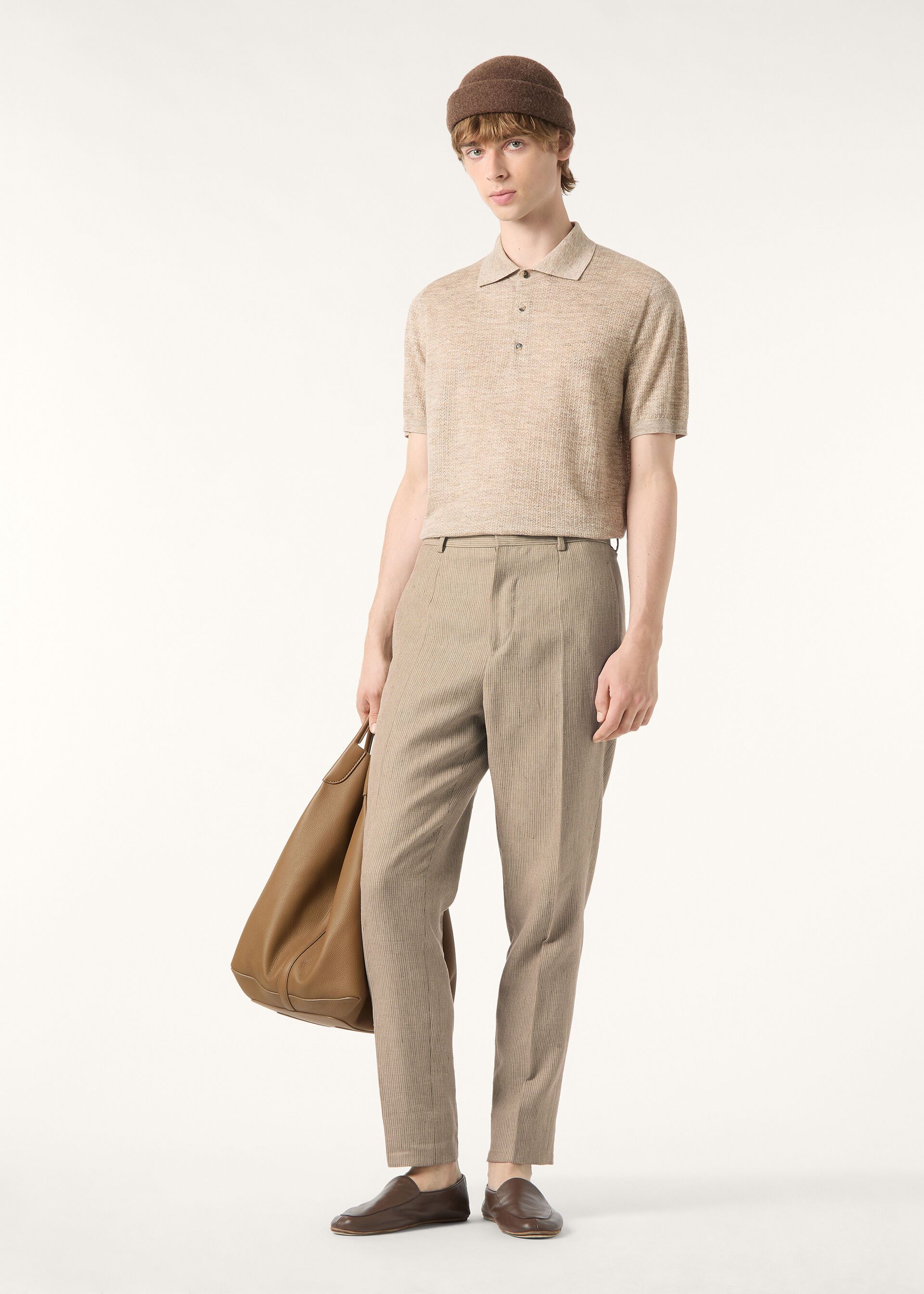 Loro Piana os11x0226 FAQ4529 Chestnut Polo Shirt in Hemp Seeds Size US L / EU 52-54 / 3 - 2 Thumbnail