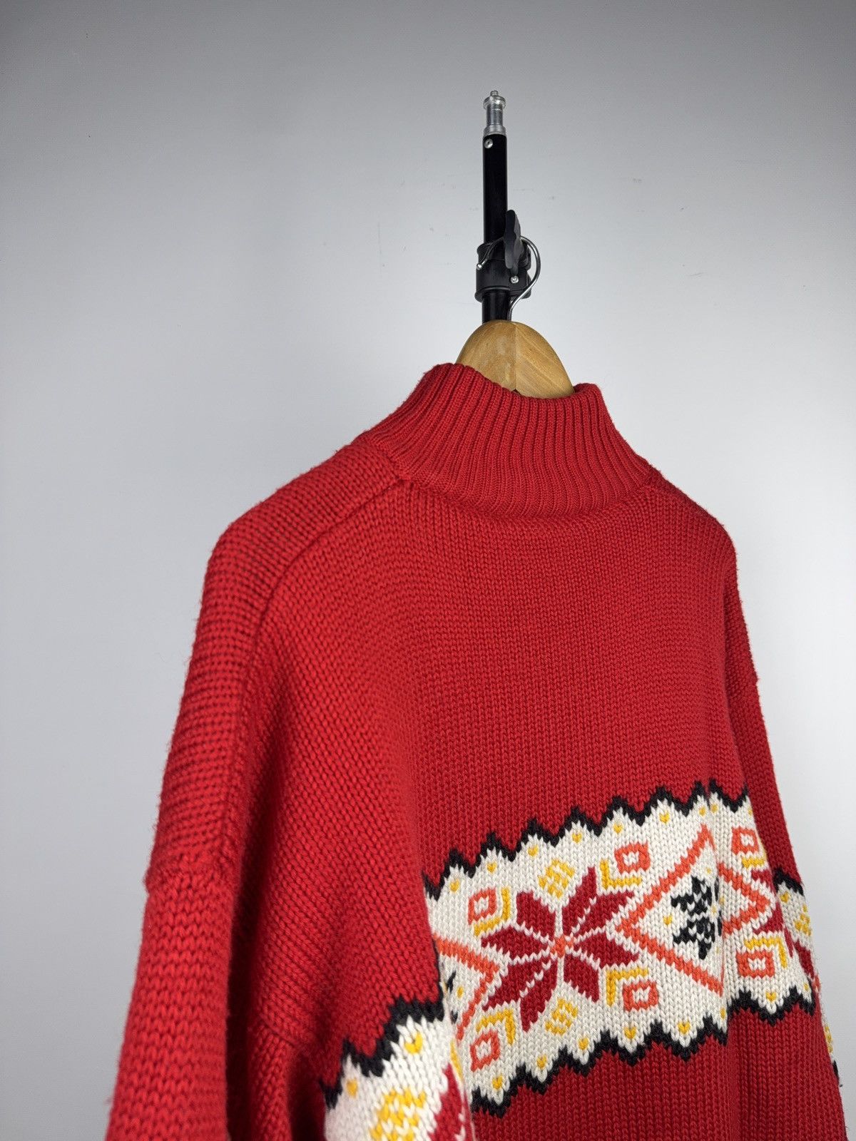Vintage 00s Retro Rescue SOS Nordic Wool Zip Ski Sweater Red Size US XL / EU 56 / 4 - 13 Thumbnail